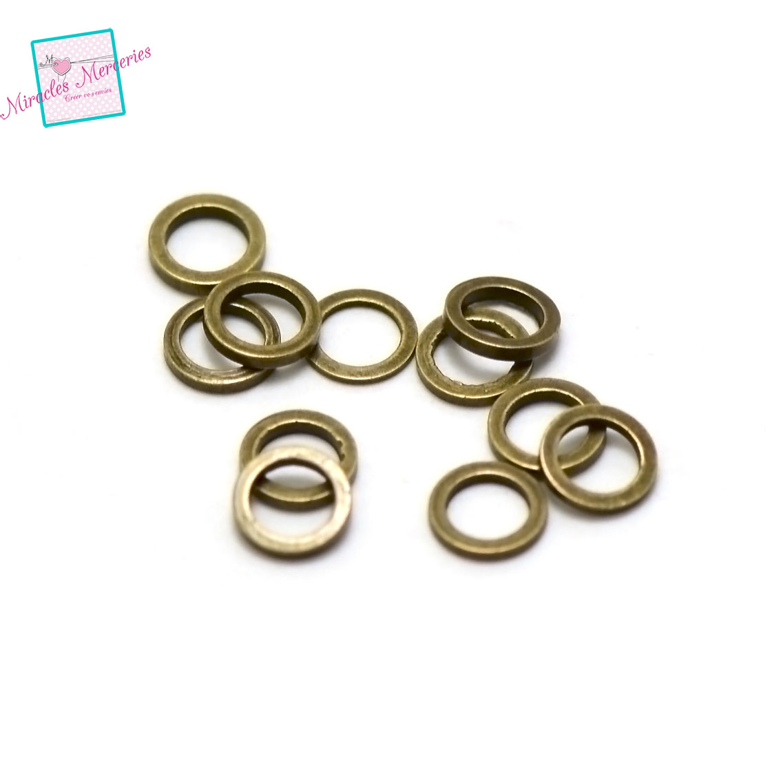 50 connecteurs mini cercle 7x1 mm, bronze