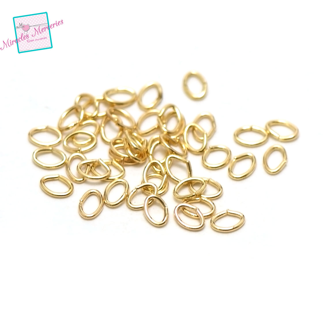 100 anneaux brisés oval 4x3 mm, doré