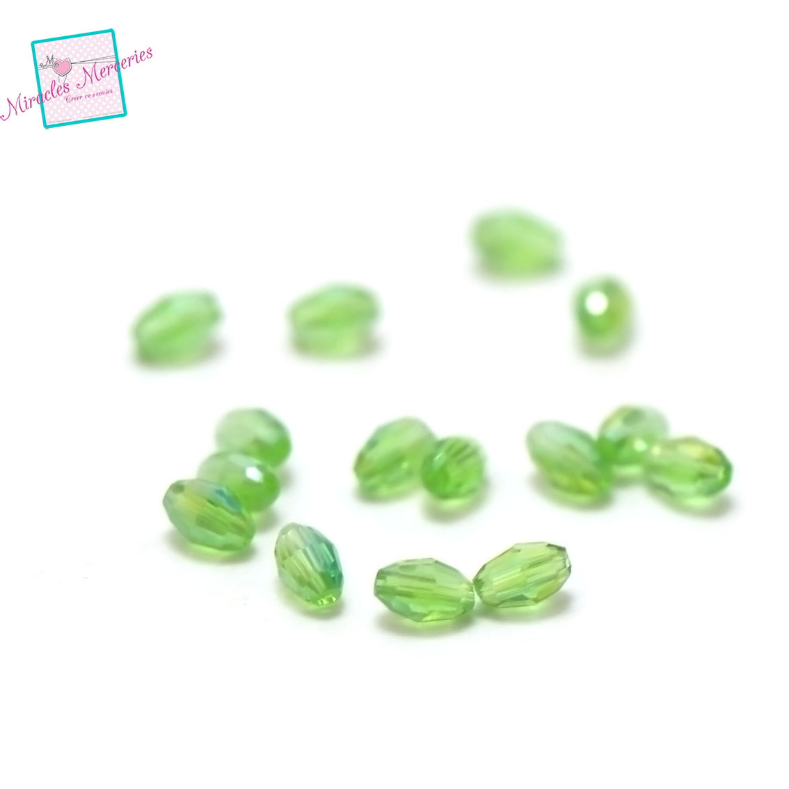 30 perles de cristal petit olive 5x3,5 mm, vert