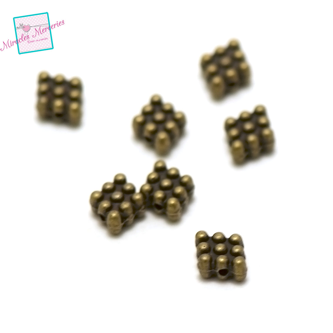 20 perles palet losange grainé 10x8x4 mm, bronze 024