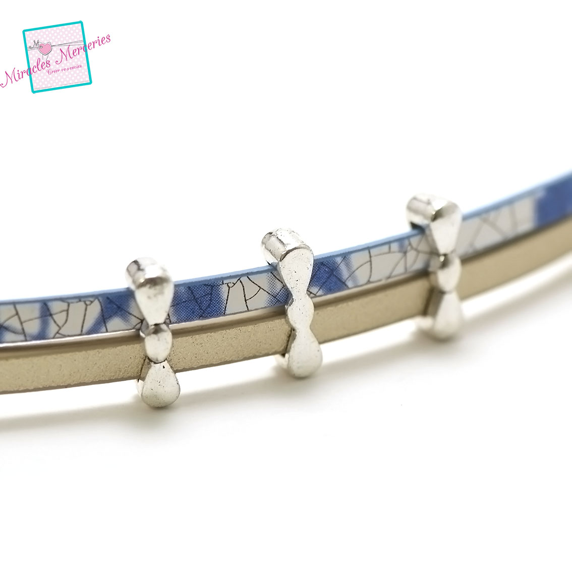 10 perles passantes pour lanière cuir 029 noeud de papillon 17x6x5 mm, argenté