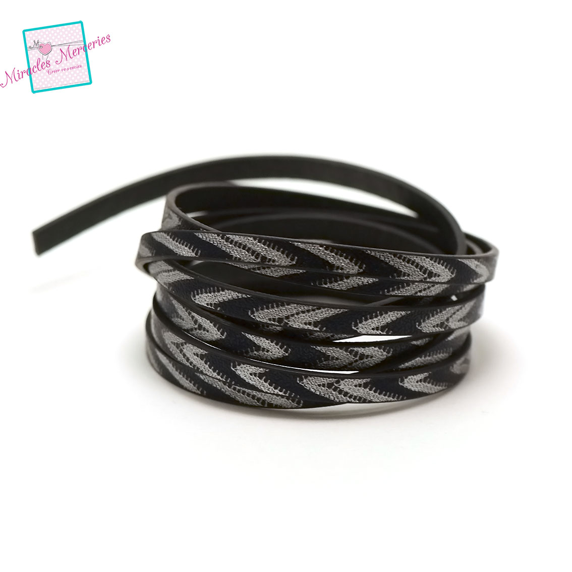 5 Rouleaux De Lanière Cuir Synthétique Noir - Largeurs 5 à 25mm - Longueur 3m - Pour Bricolage, Maroquinerie, Colliers