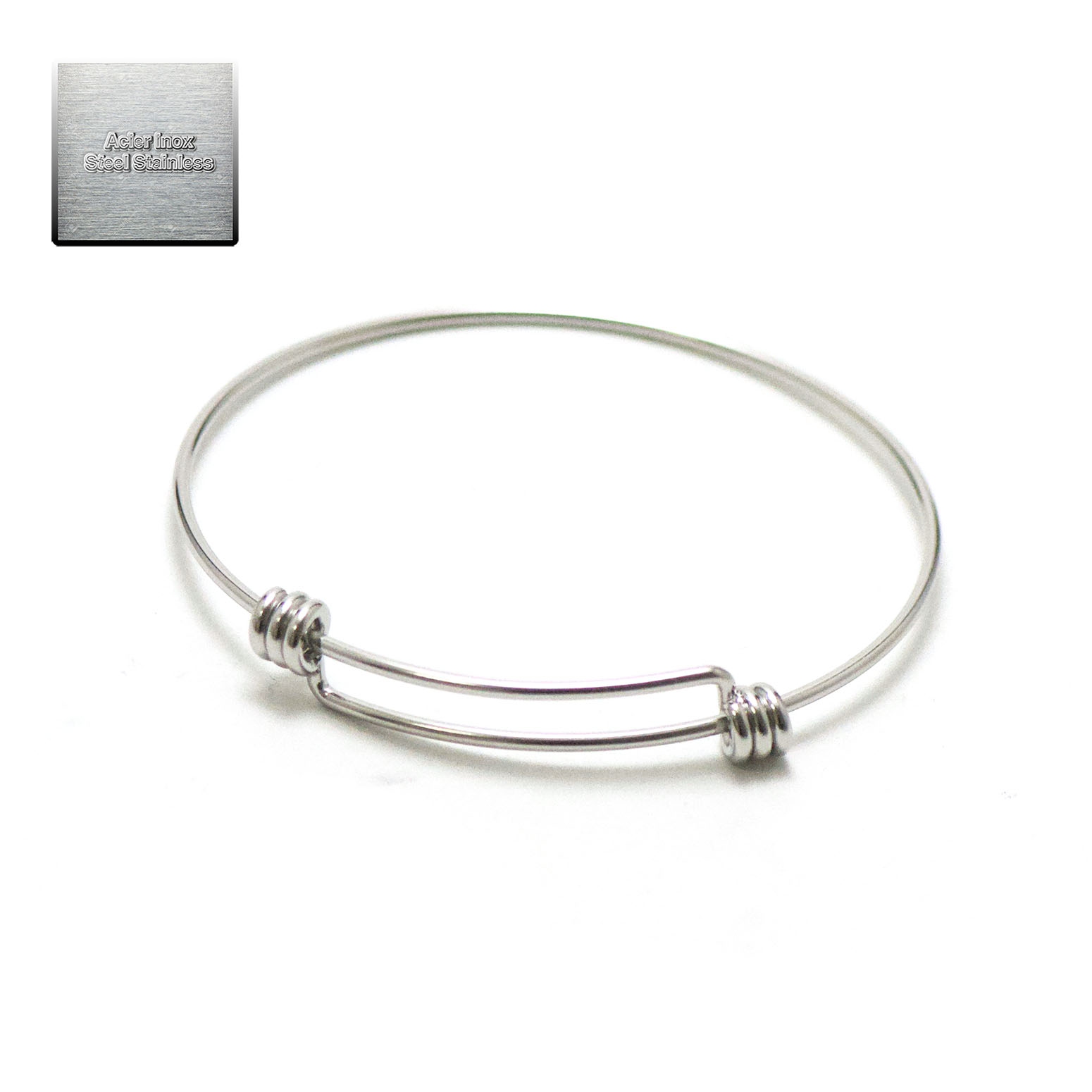 Acier inox: 1 support bracelet jonc fermé, steel stainless