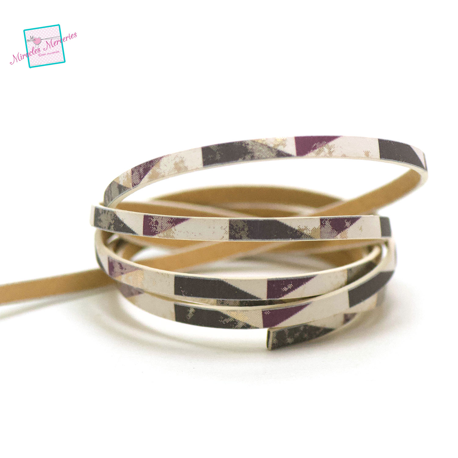 1,15 m lanière cuir synthétique 5x2 mm 058 géométrie, gris