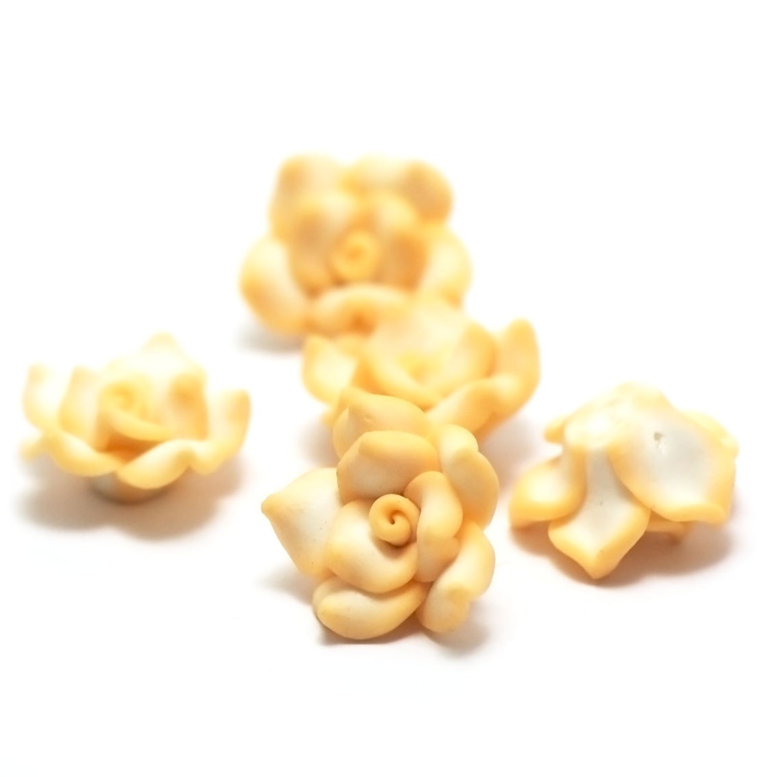 6 perles fleurs polynésiennes 004 20x11mm, jaune