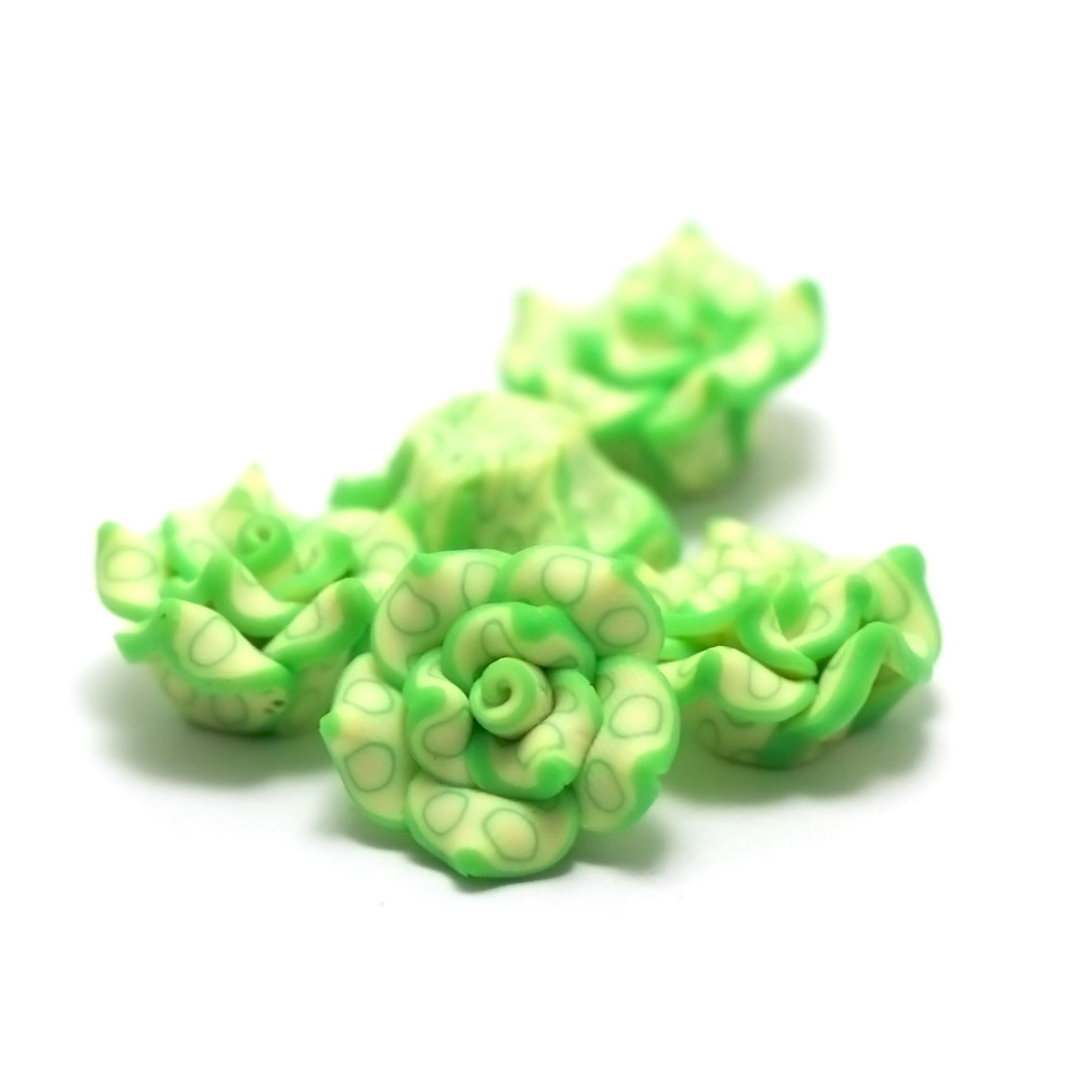 6 perles fleurs polynésiennes 005 20x11mm, vert