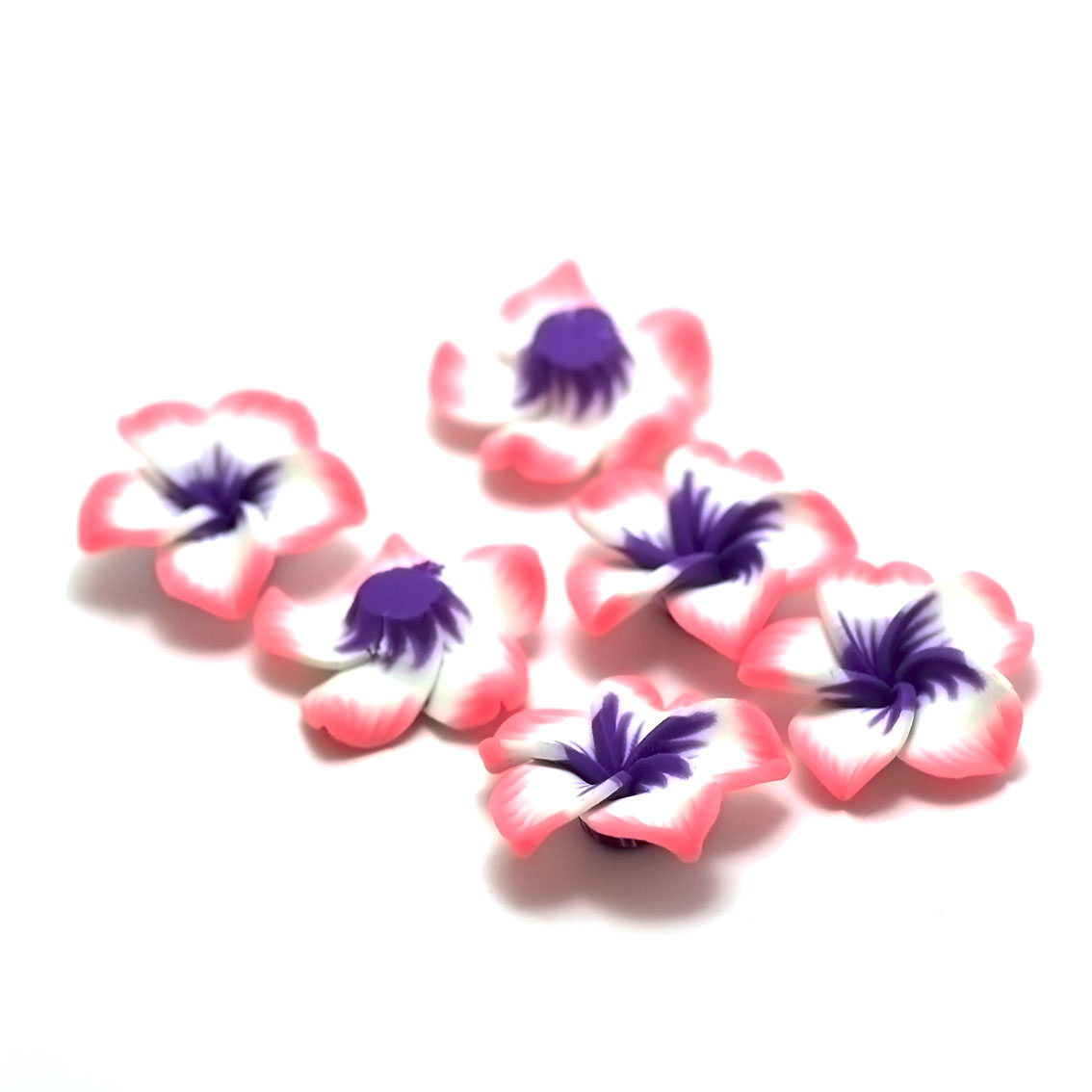 2 cabochons fleur polynésienne 003 30x8x10 mm, rose/bleu