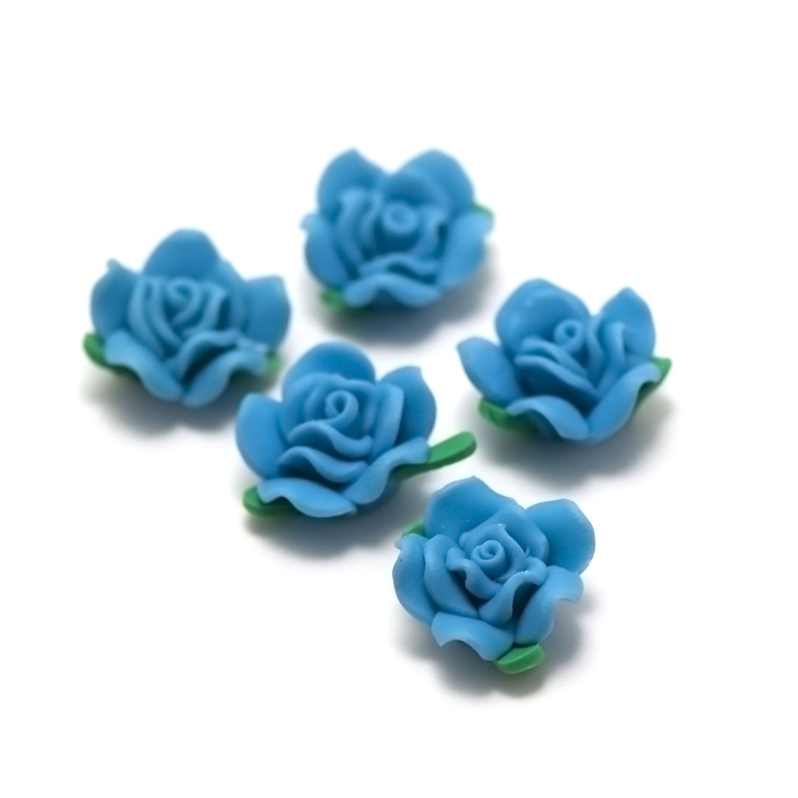 2 cabochons fleur polynésienne 006 20x10x12 mm, bleu