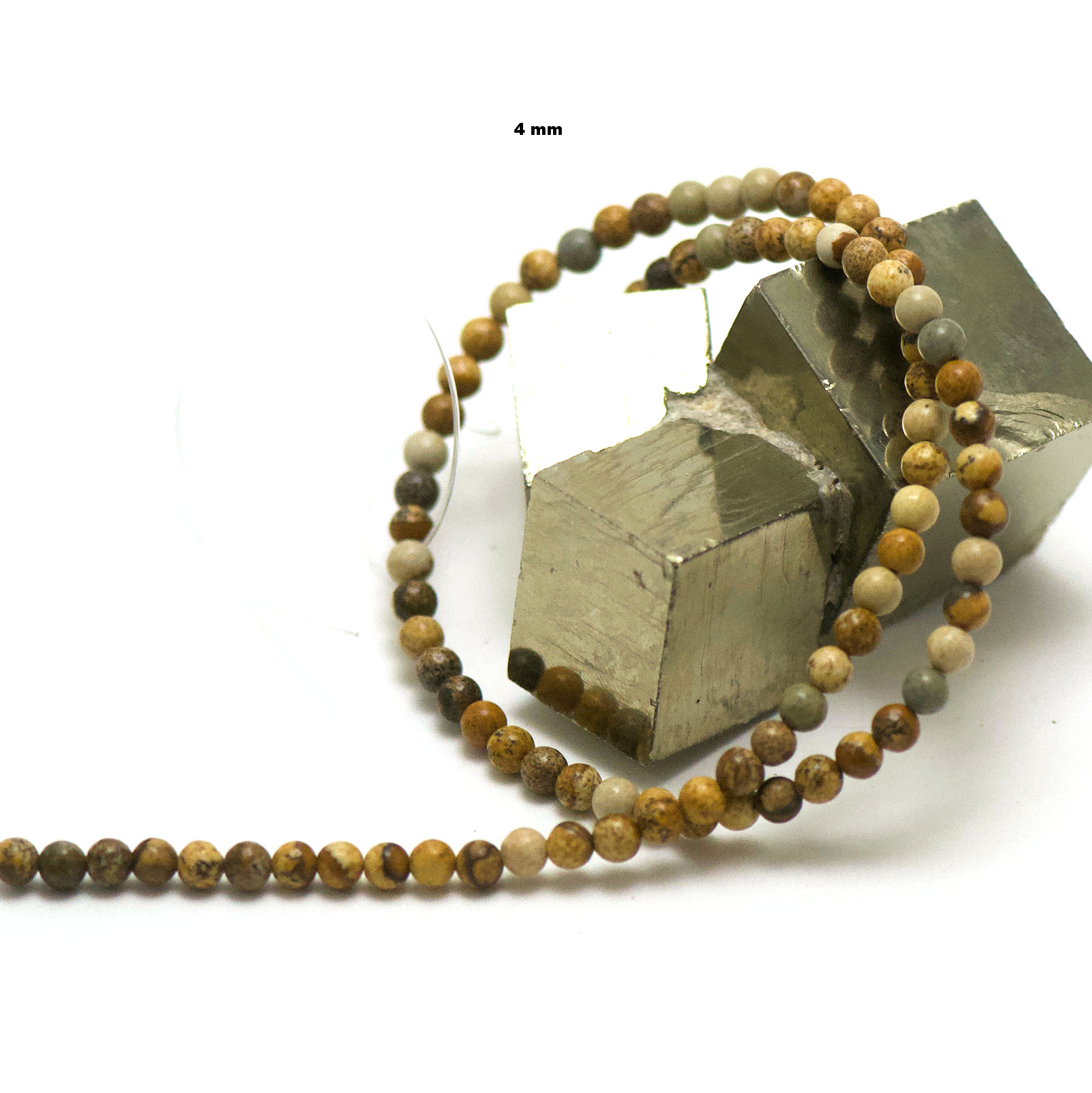 fil de 39 cm 88 perles de jaspe paysage ronde 4 mm