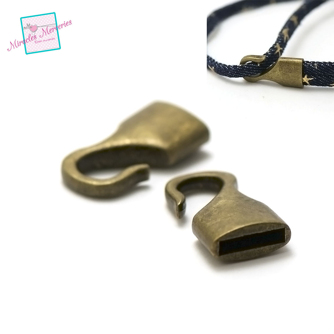 2 fermoirs crochet zamak simple 001 pour cordon lanière,bronze