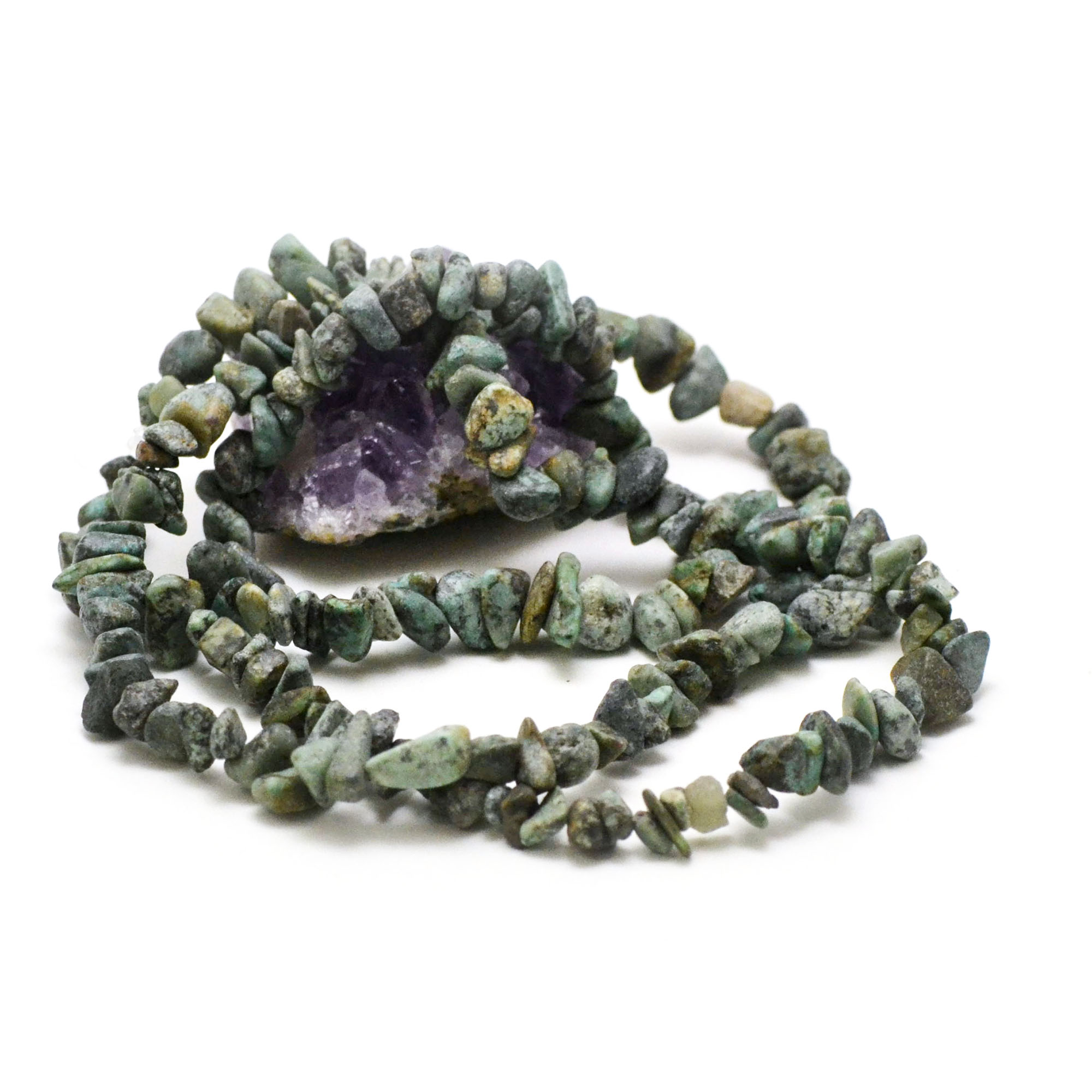 fil 84 cm env 300 perles de turquoise d\'Afrique chips, pierre naturelle