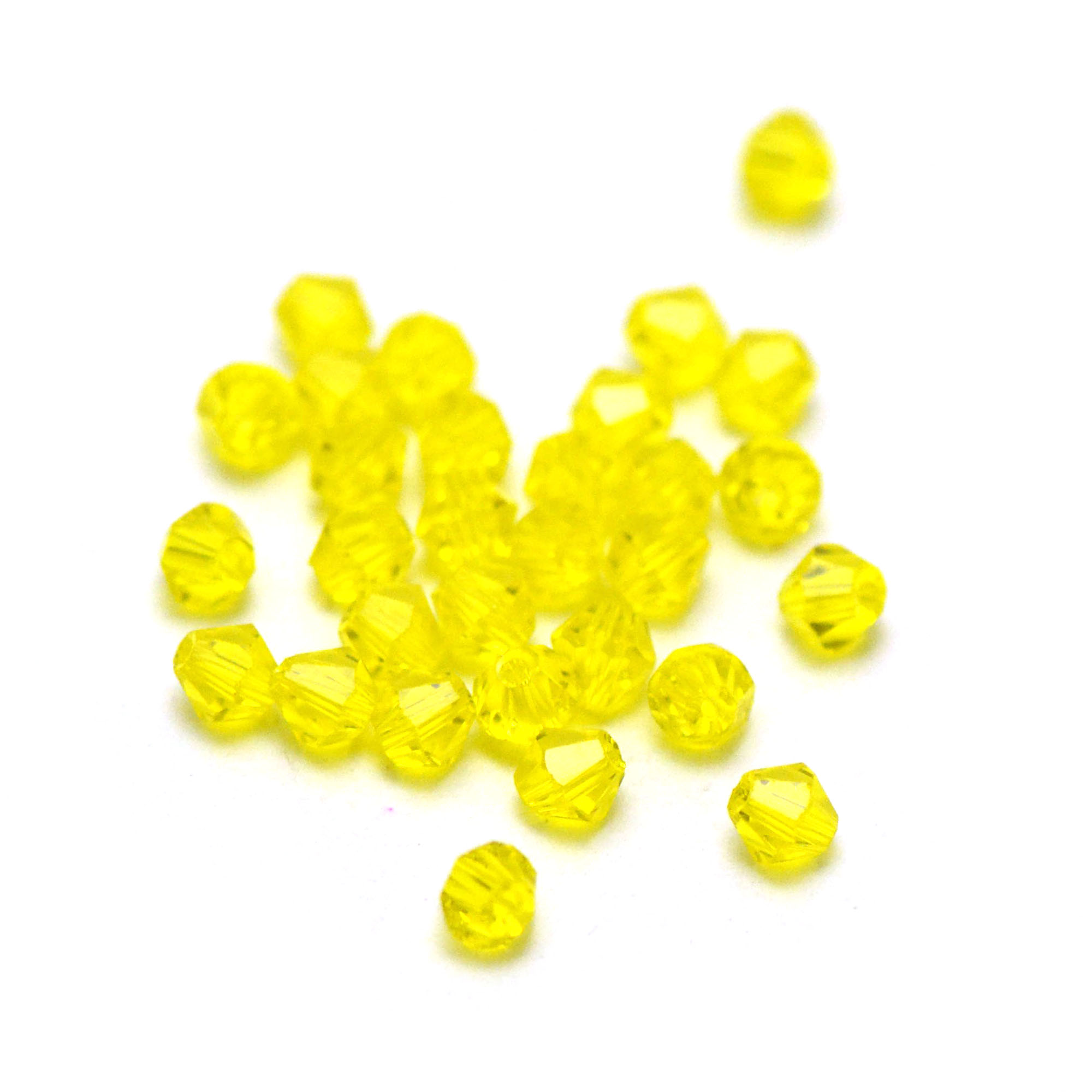 30 perles de cristal toupie 4x4 mm, jaune