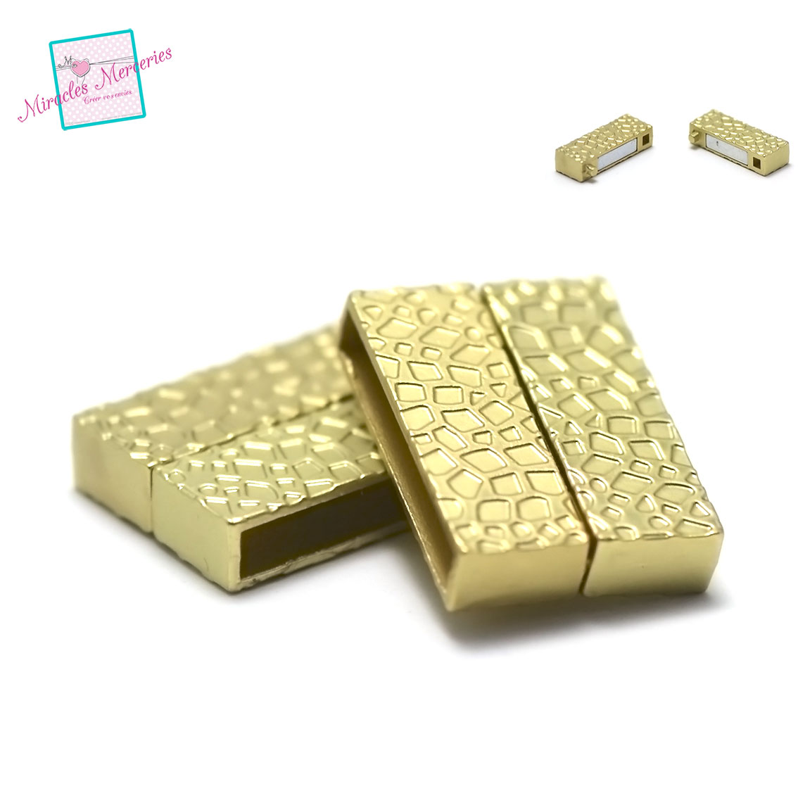 1 fermoir magnétique motif27x20x6 mm ,010 doré,pour cuir et cordon