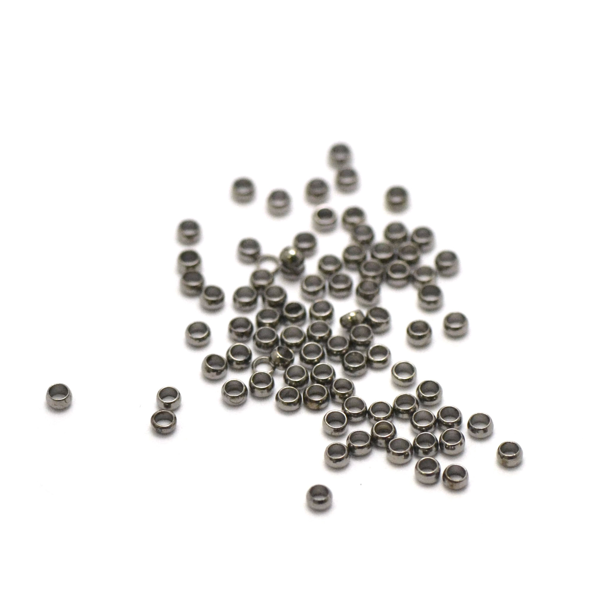 5g environ 240 perles à écraser 2.5 mm, gun-métal
