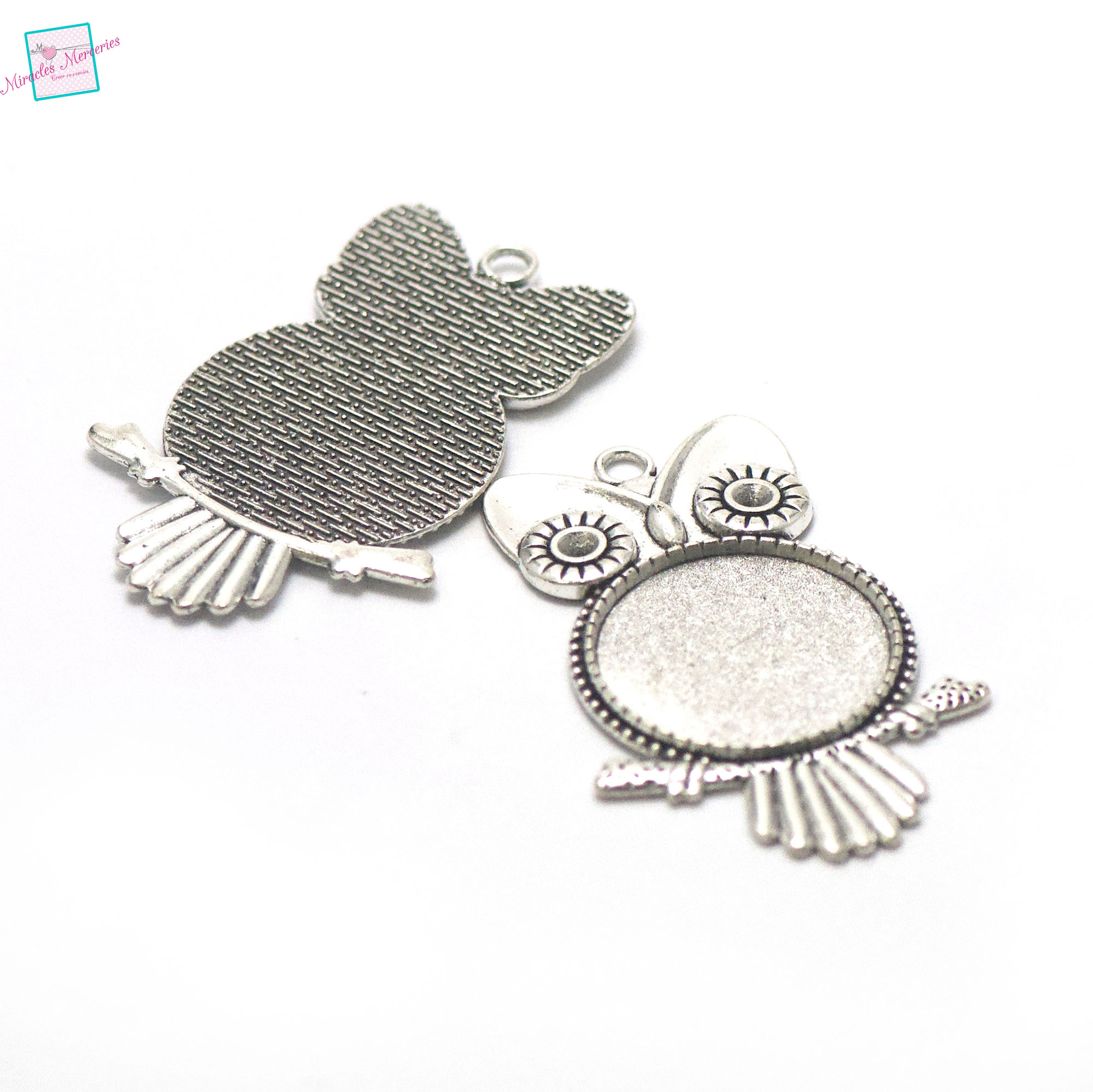 Lot De 5 Pendentifs Chat Argentés – Supports Pour Cabochon 25mm