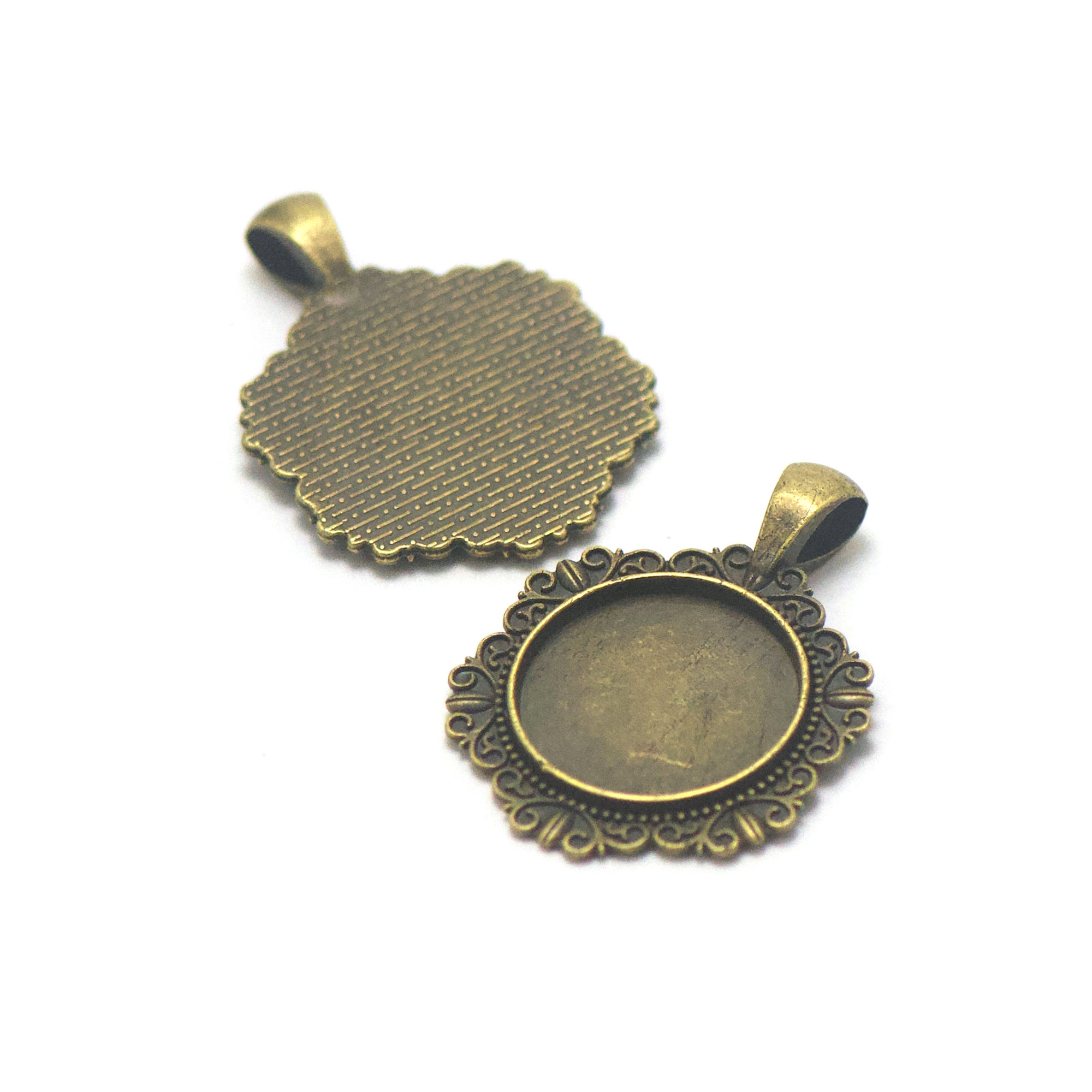 4 supports cabochon pendentif ronde 20 mm 011, bronze