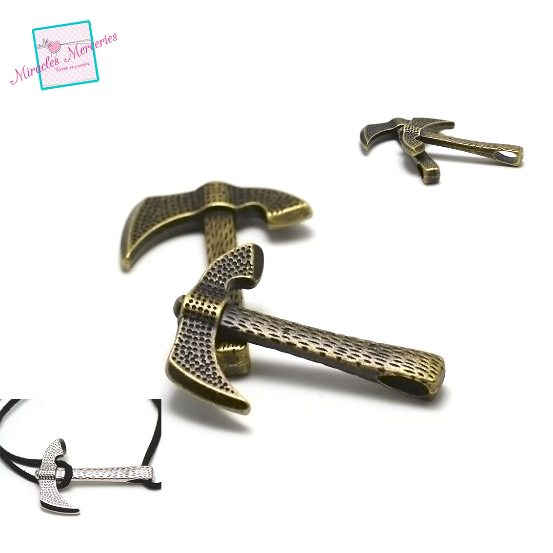 2 fermoirs crochet zamak hache pour cordon lanière,bronze