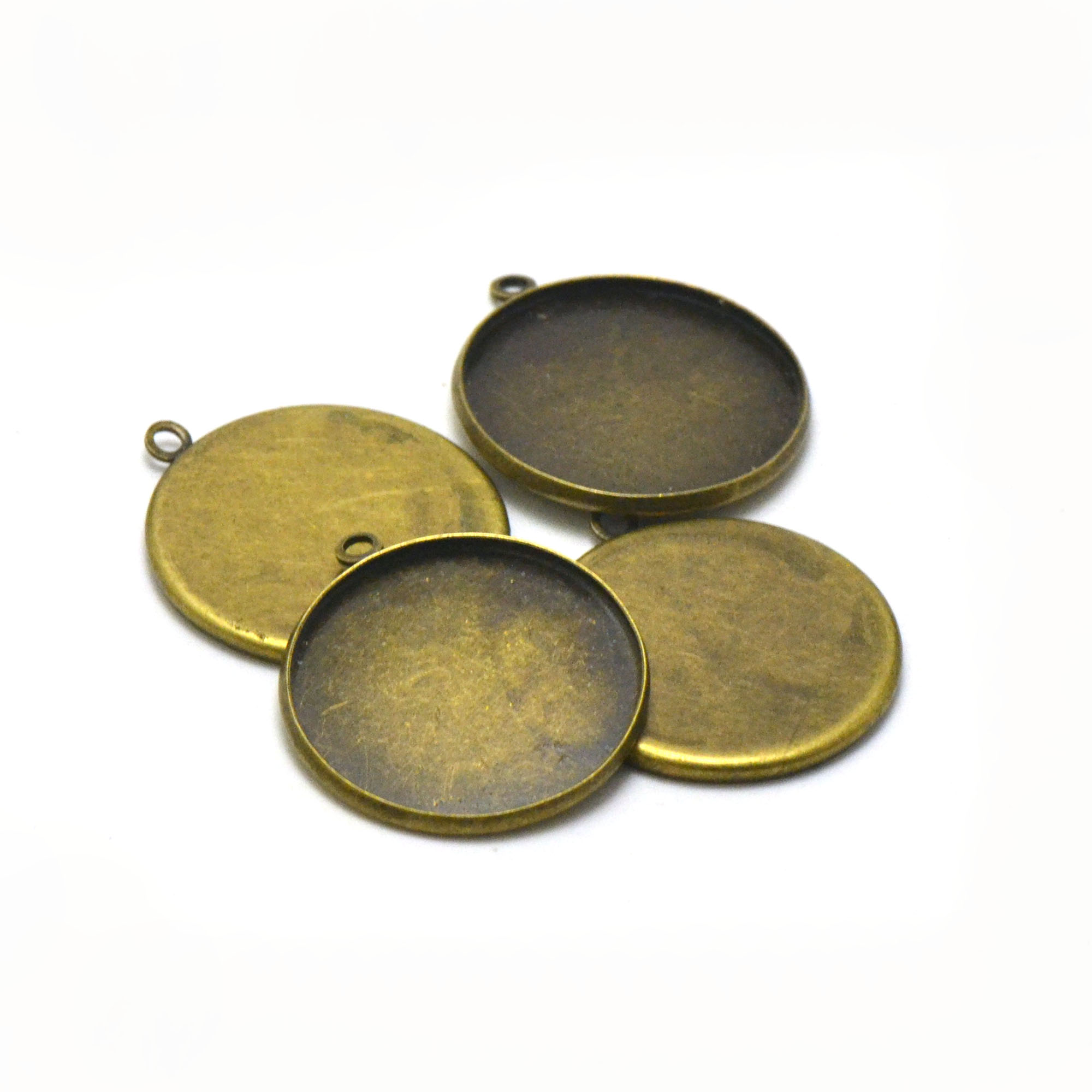4 supports cabochon pendentif ronde 25 mm, bronze