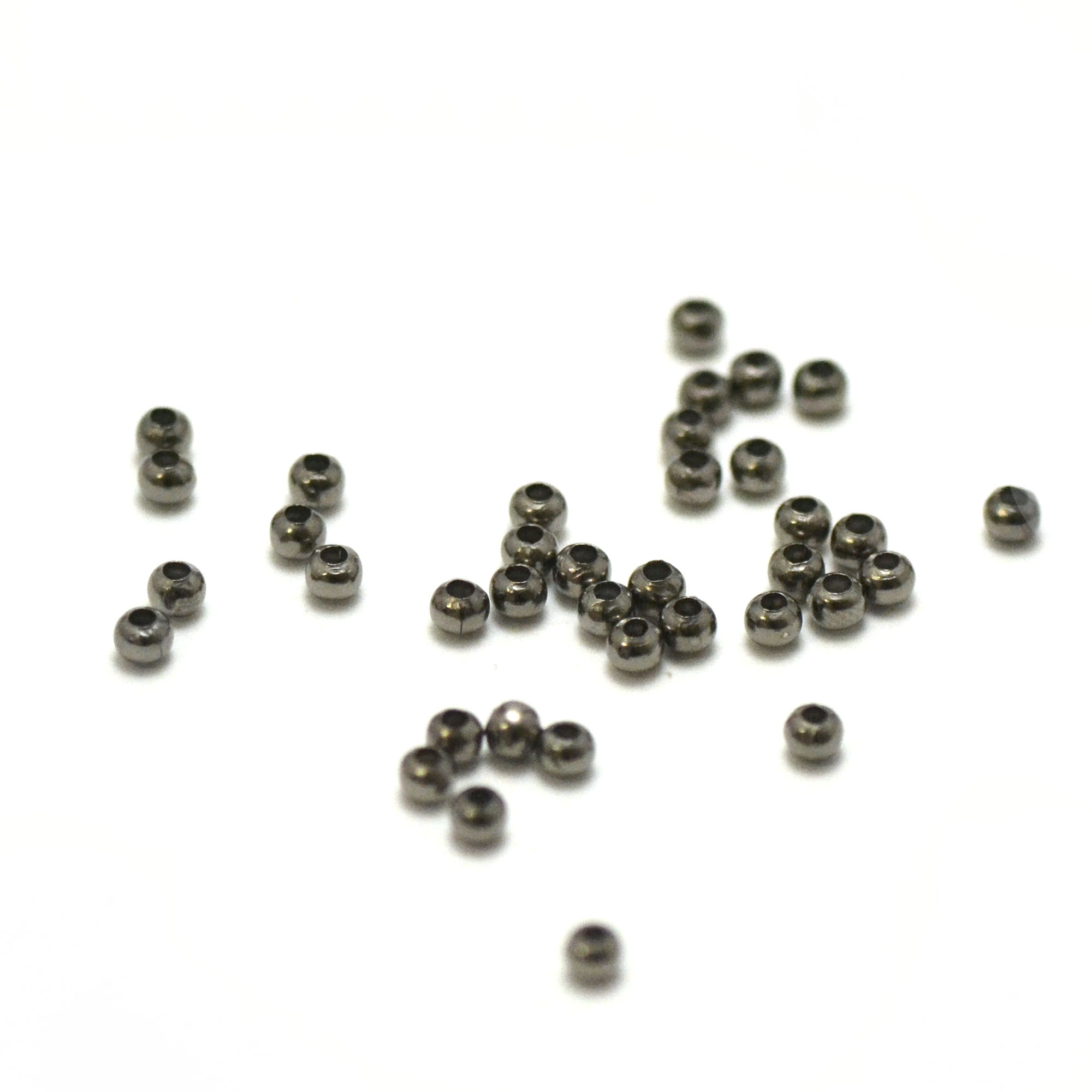 100 petites perles rondes intercalaires 3mm, gun-métal
