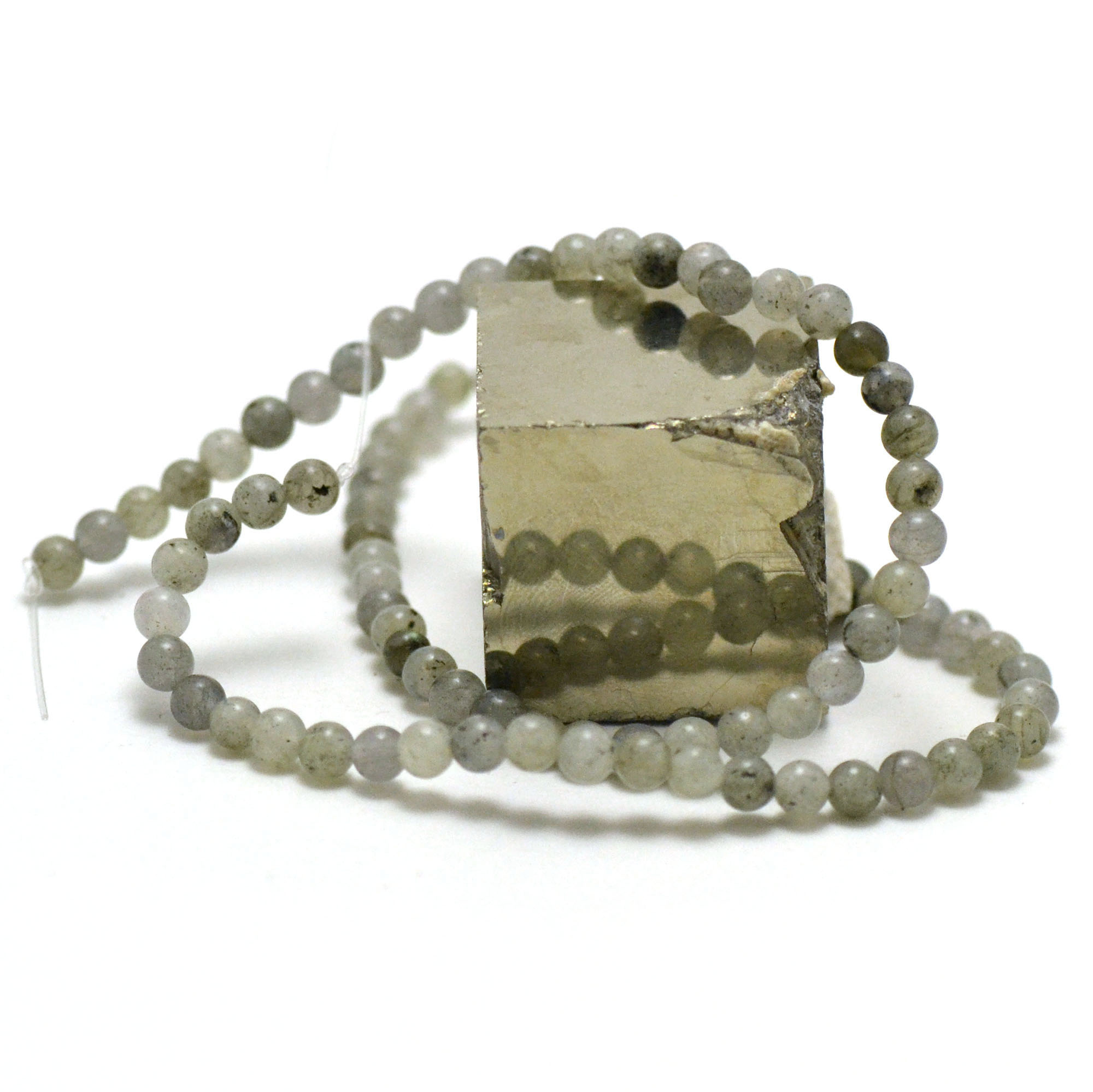 fil de 39 cm perles de Labradorite ronde 4 mm, qualité AB