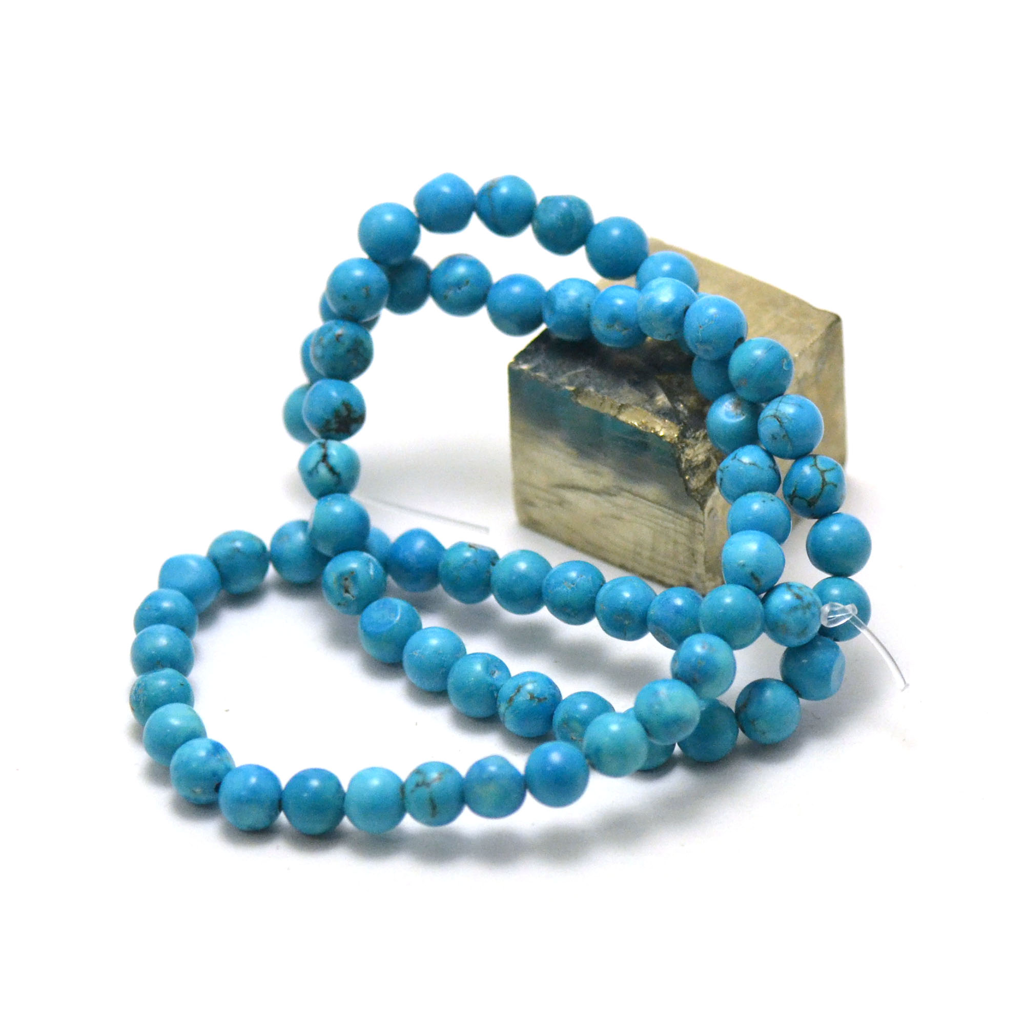 fil de 39 cm perles de turquoiseronde  6 mm
