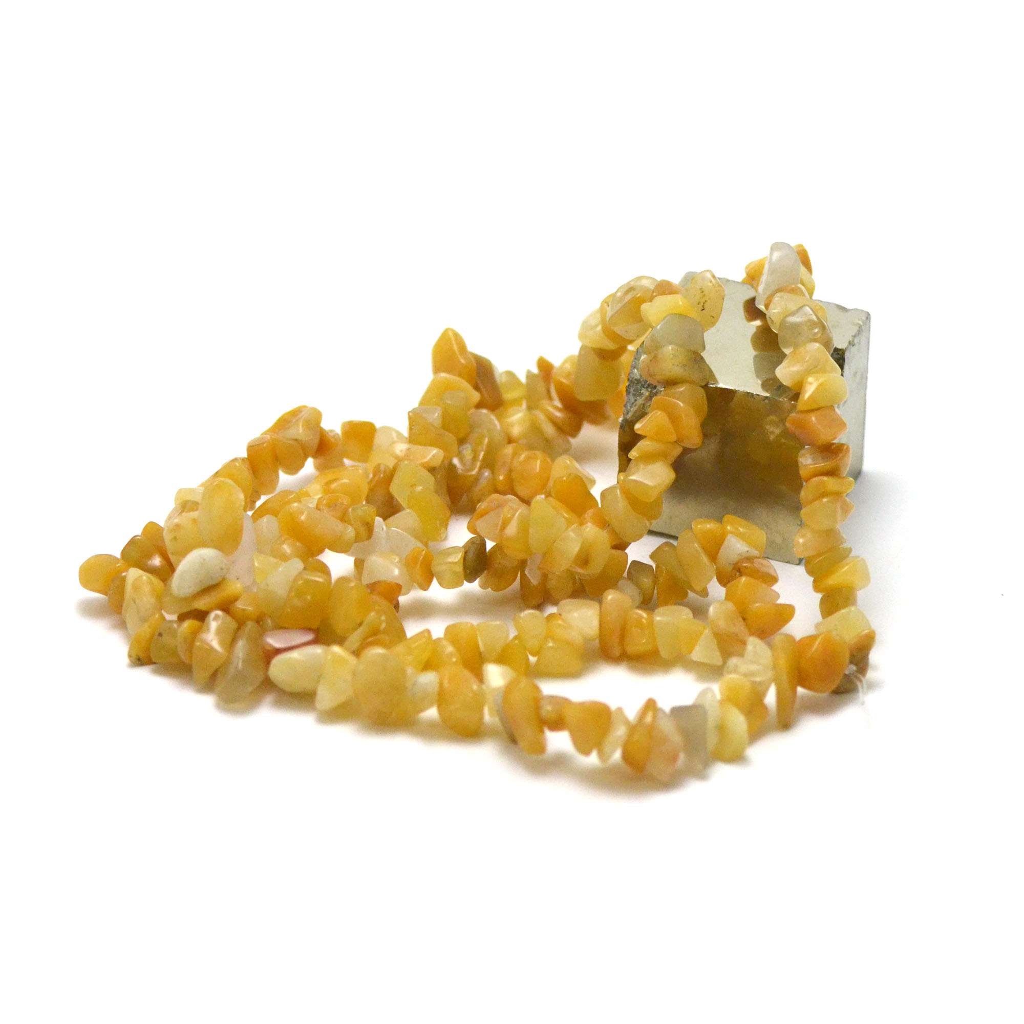 fil 84 cm env 300 perles d\'aventurine jaune chips, pierre naturelle