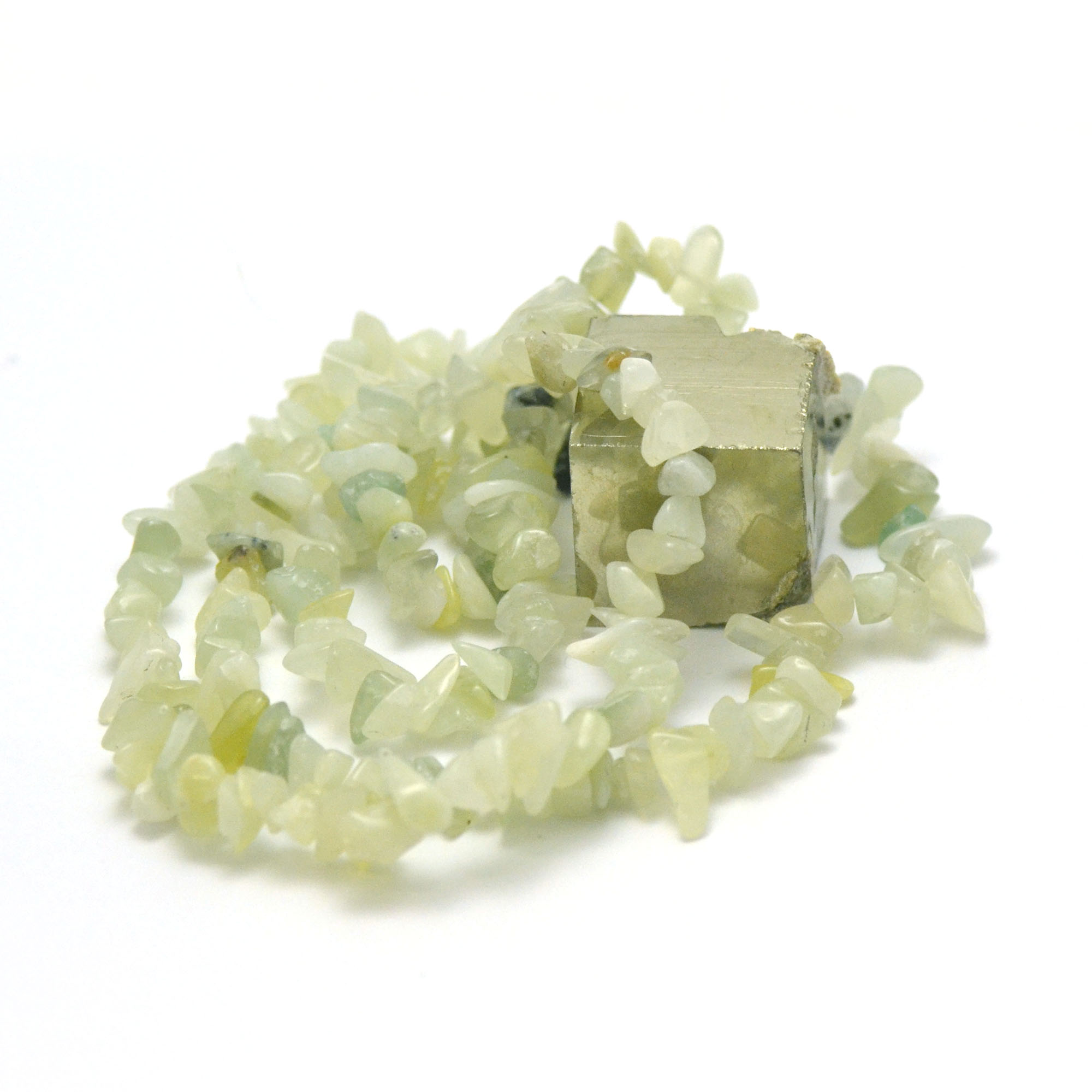 fil 84 cm env 300 perles de jade néphrite chips, pierre naturelle