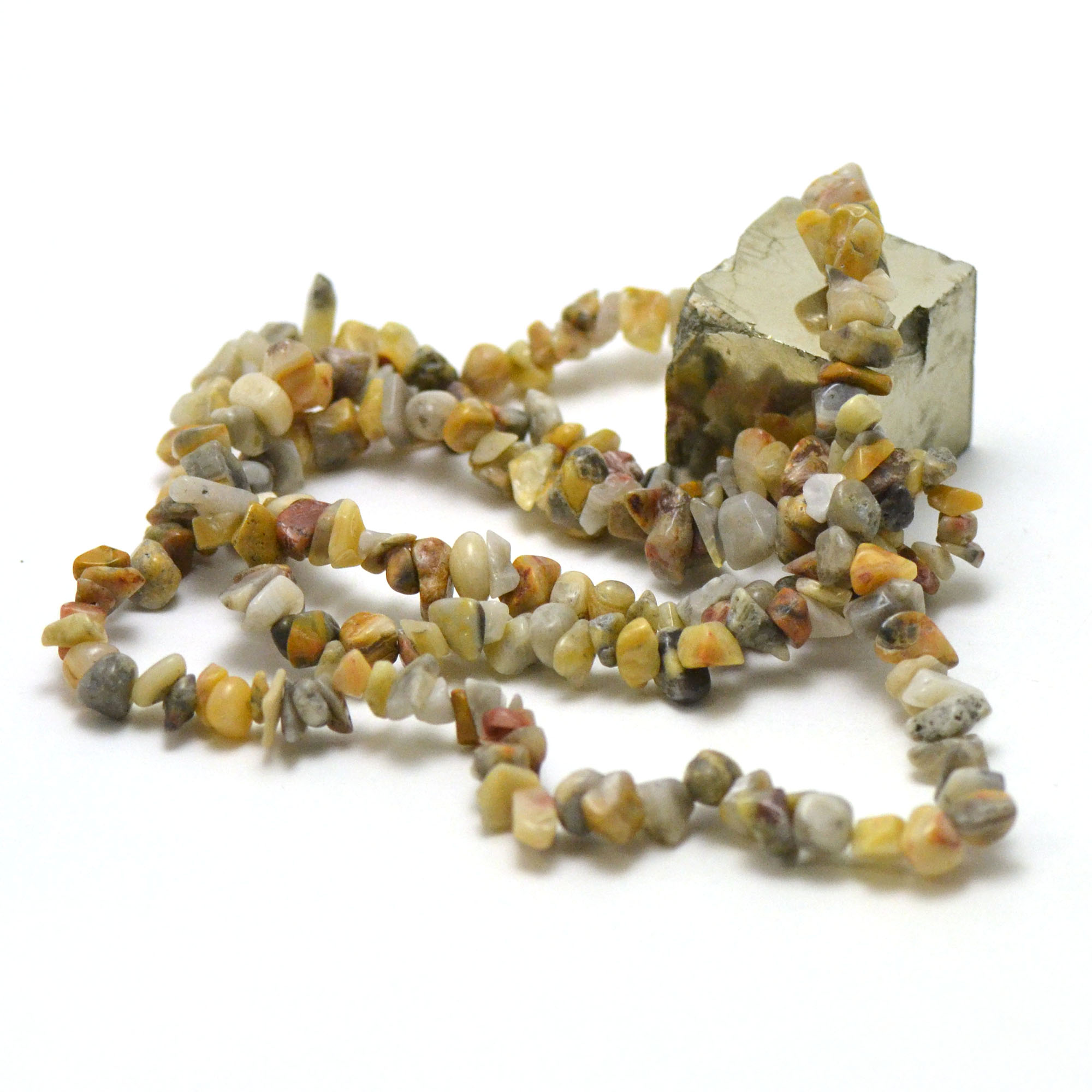 fil 84 cm env 300 perles d\'agate crazy lace chips, pierre naturelle