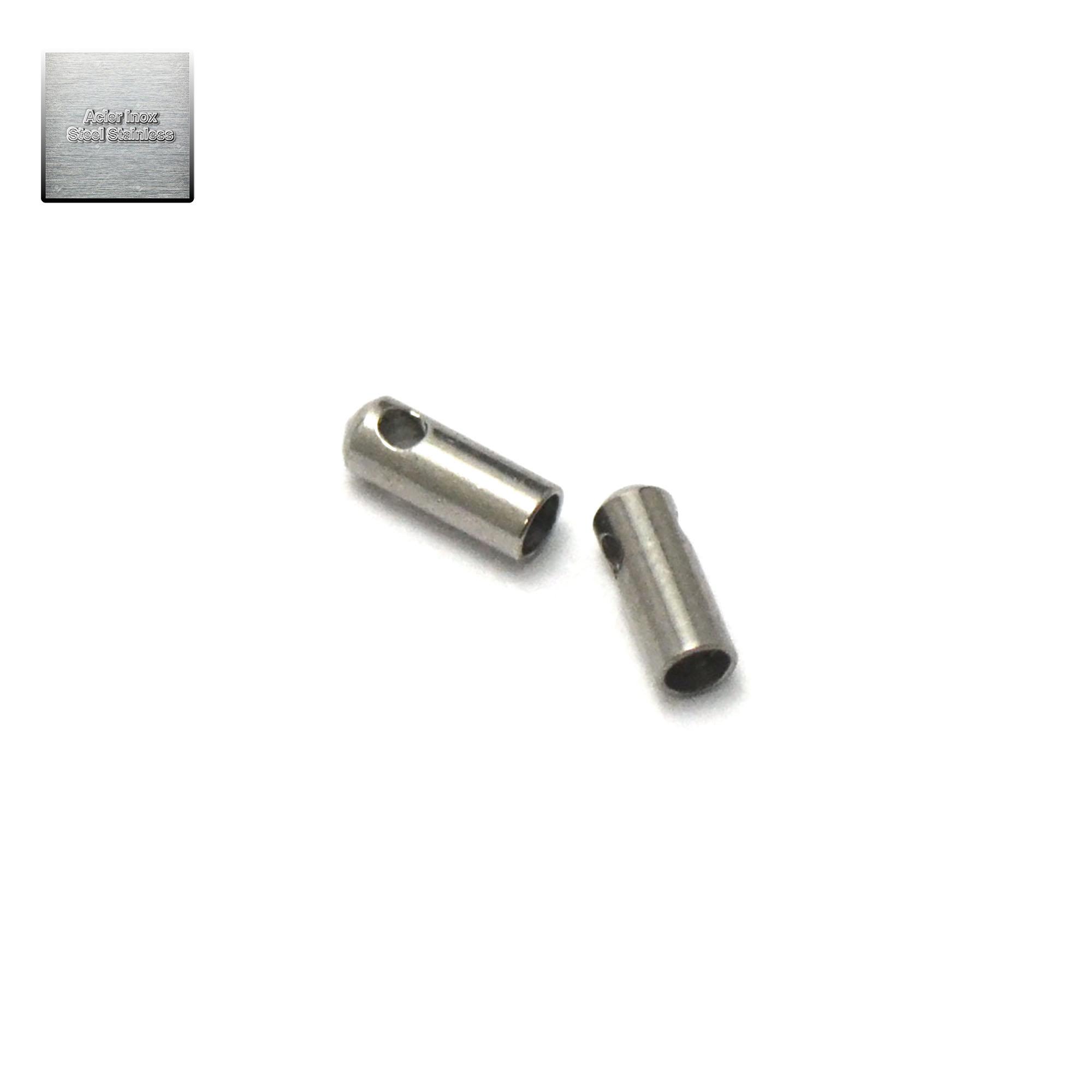 Acier inox: 20 embout tube 2 mm, steel stainless