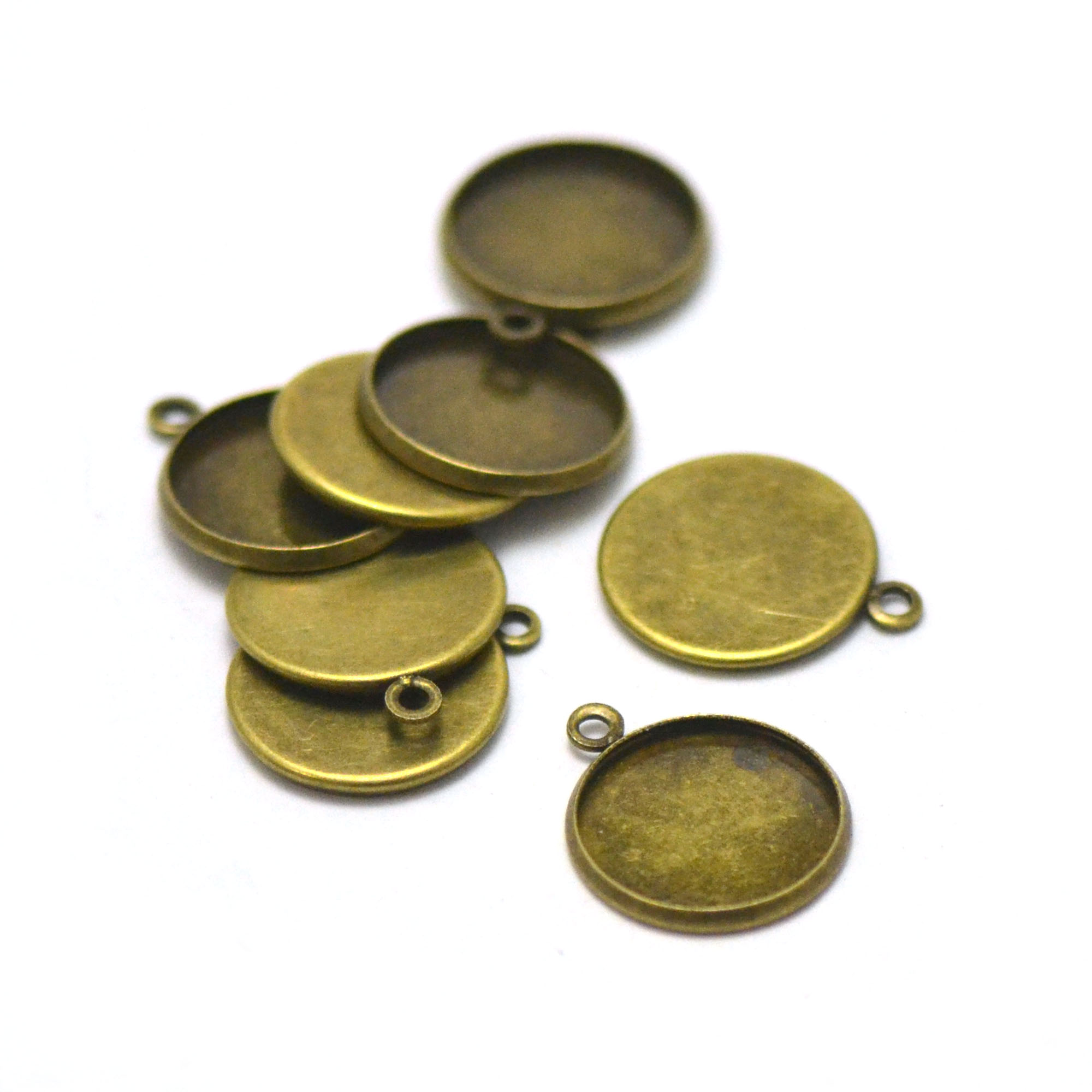 10 supports cabochon pendentif ronde 16 mm, bronze