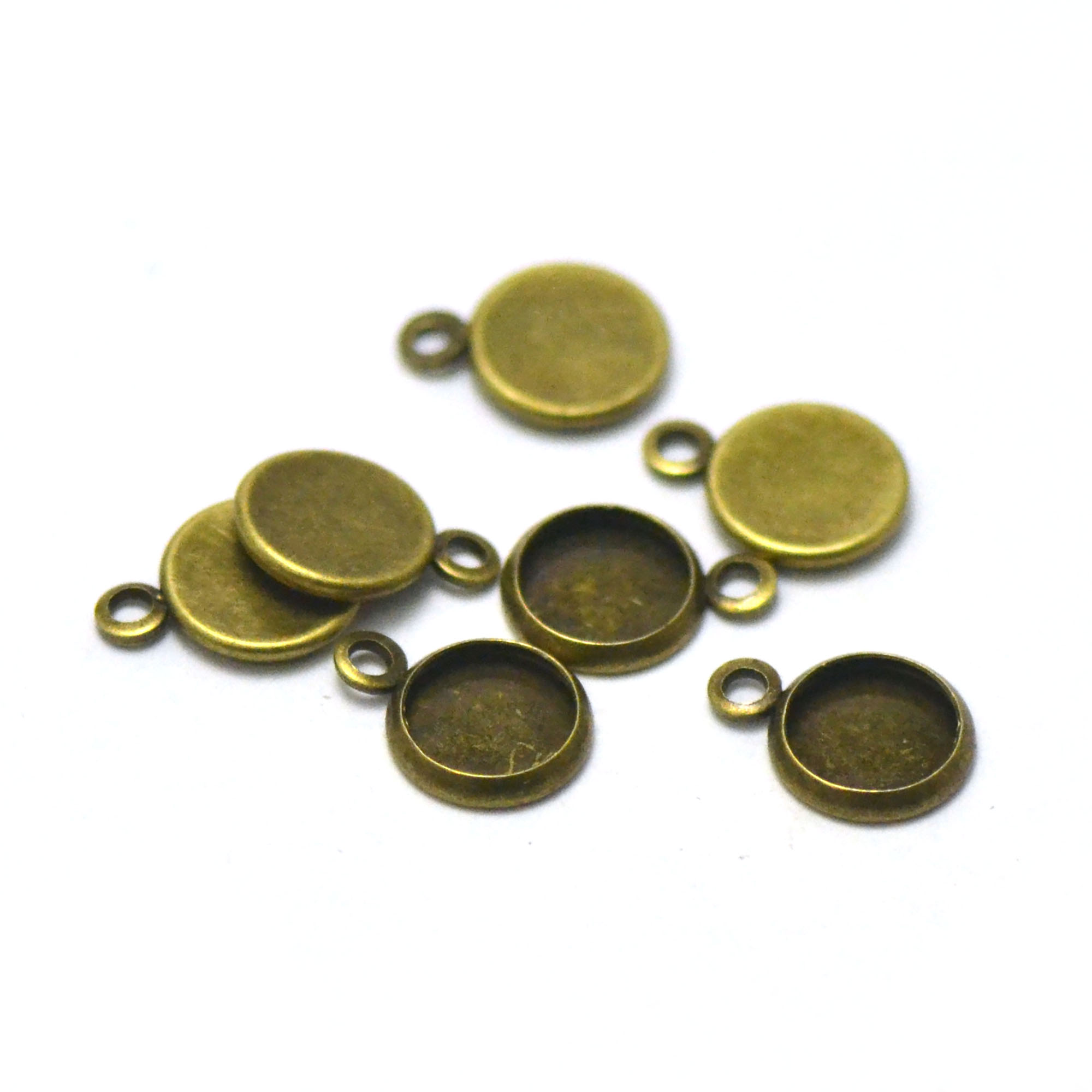 10 supports cabochon pendentif ronde 8 mm, bronze