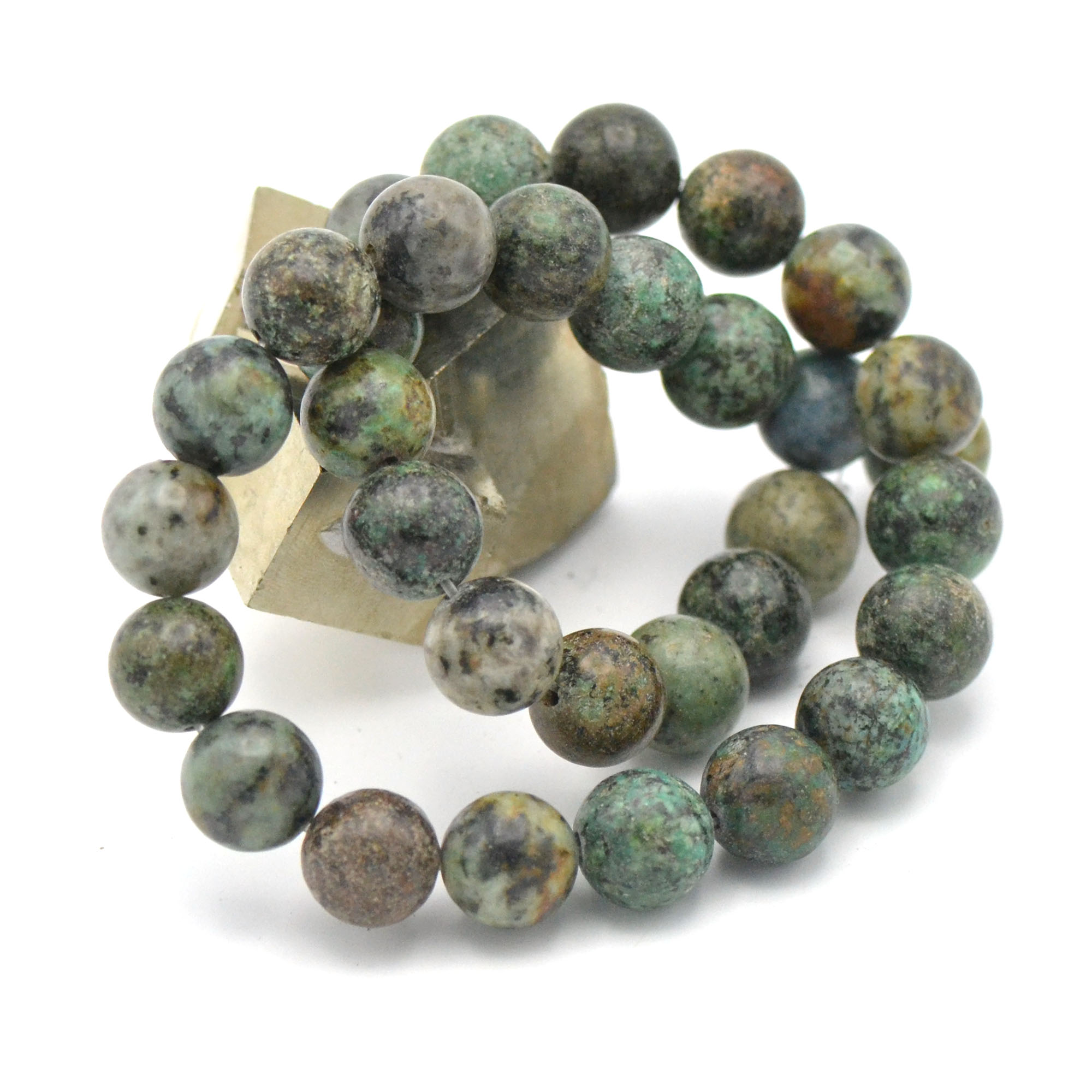 fil de 39 cm 32 perles de turquoise d\'Afrique ronde 12 mm, pierre naturelle