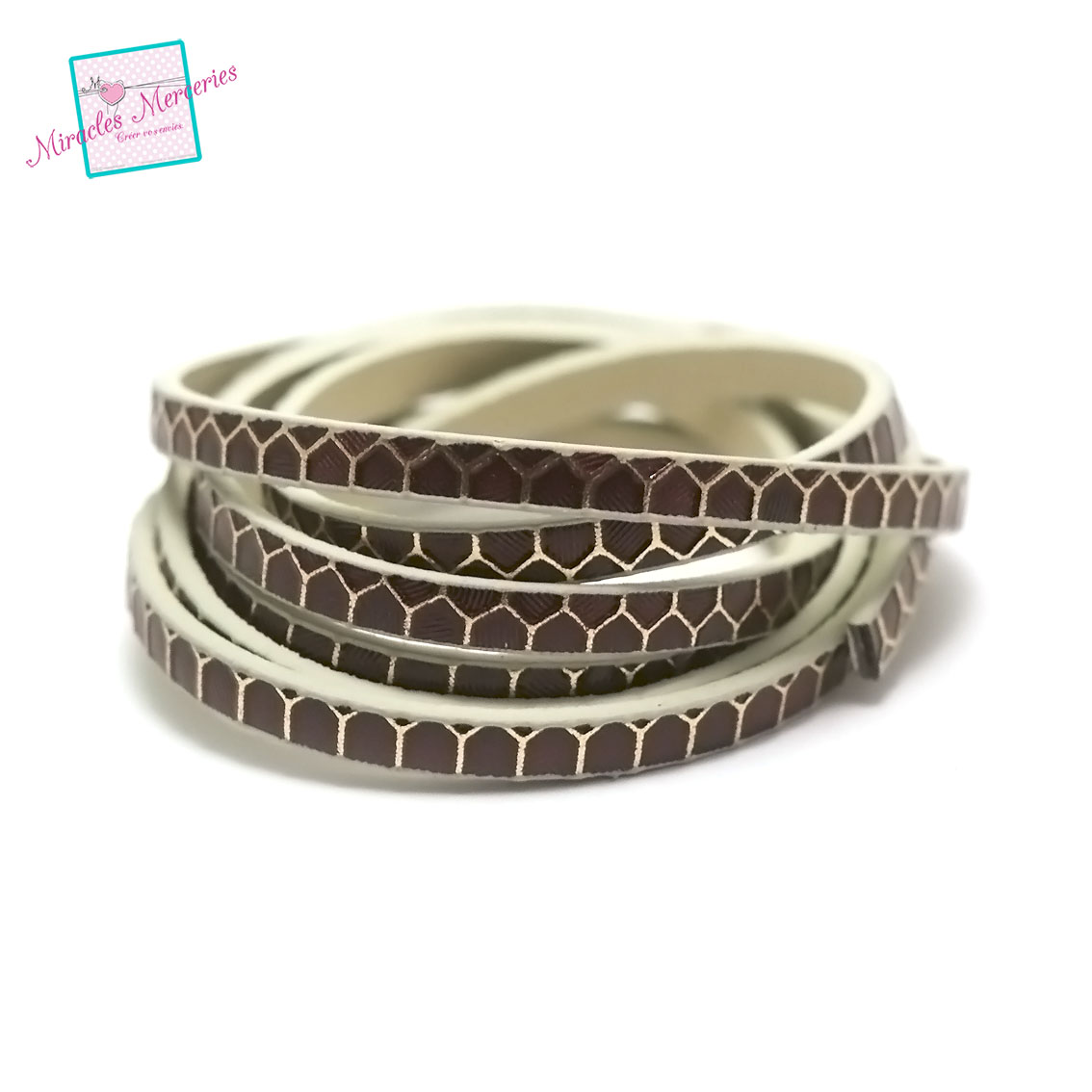 1 m lanière cuir synthétique 5x2 mm 034 nid d\'abeille,marron