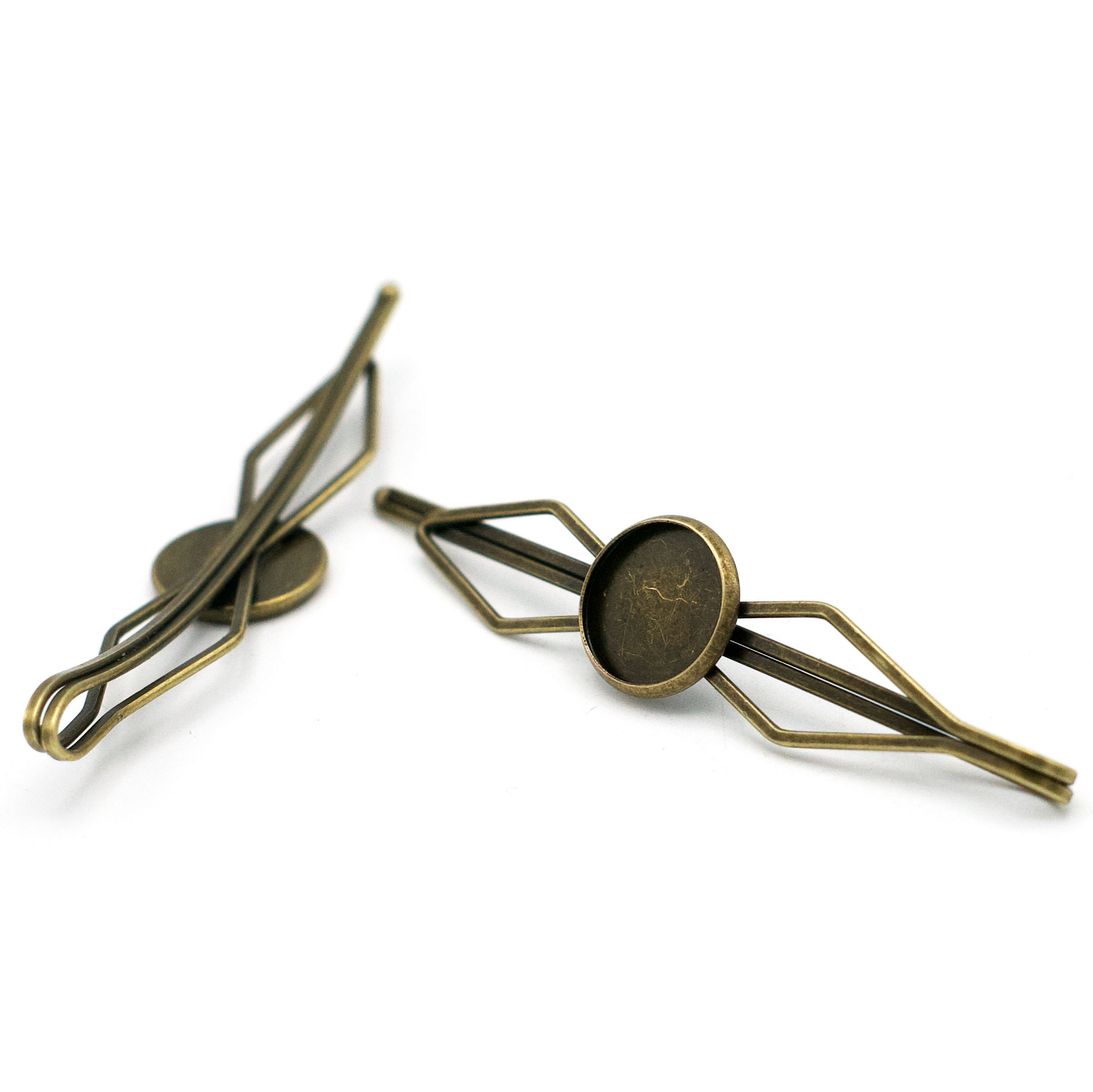 4 barrettes/épingles à cheveux supports cabochons 12 mm, bronze