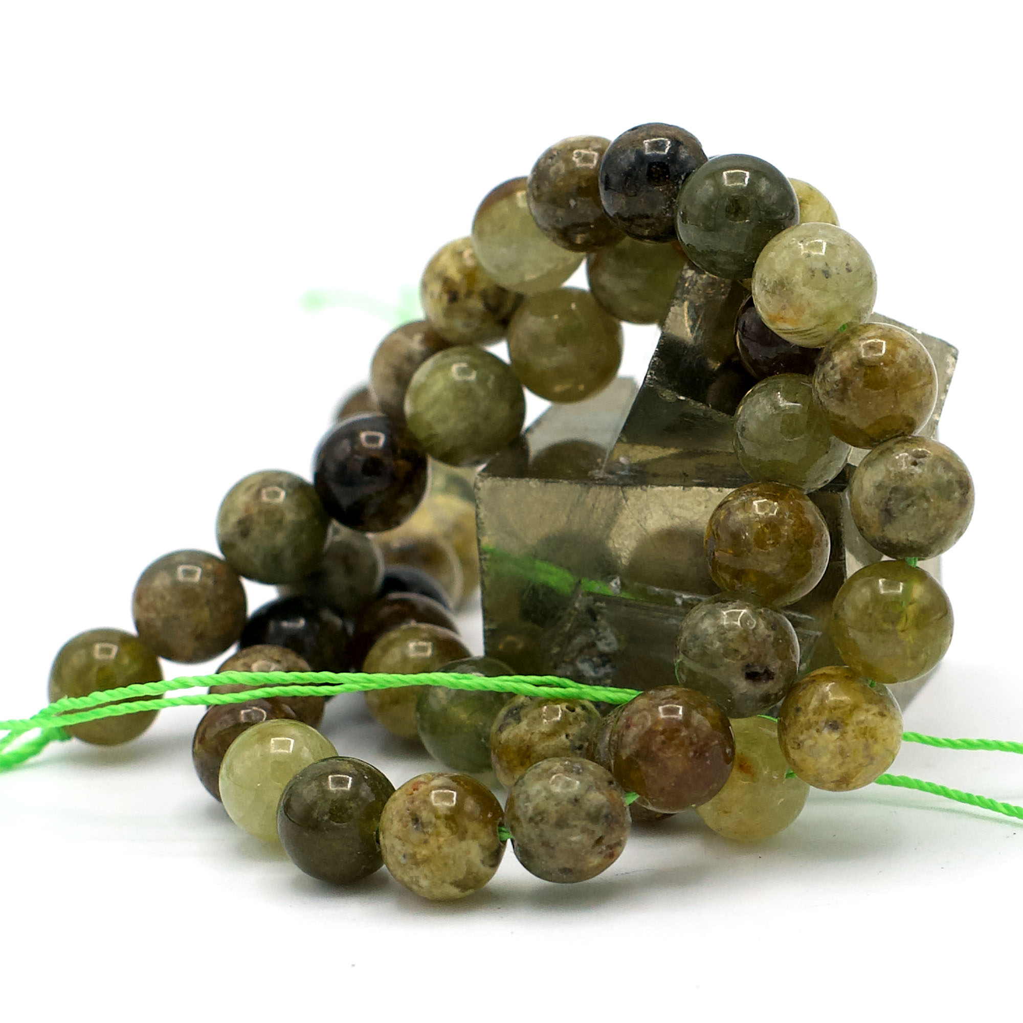fil de 39 cm perles de Grenat vert Tsavorite ronde 8 mm, pierre naturelle