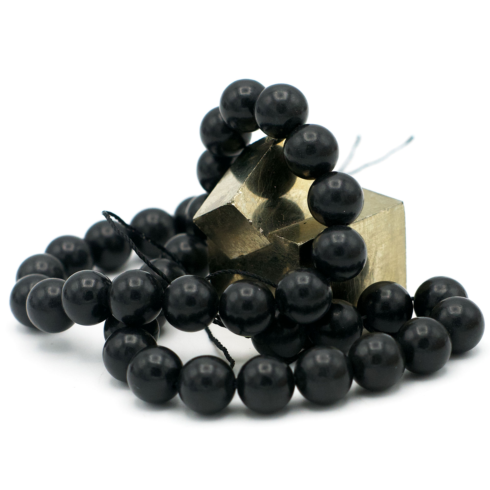 fil de 39 cm perles de Shungite ronde 10 mm