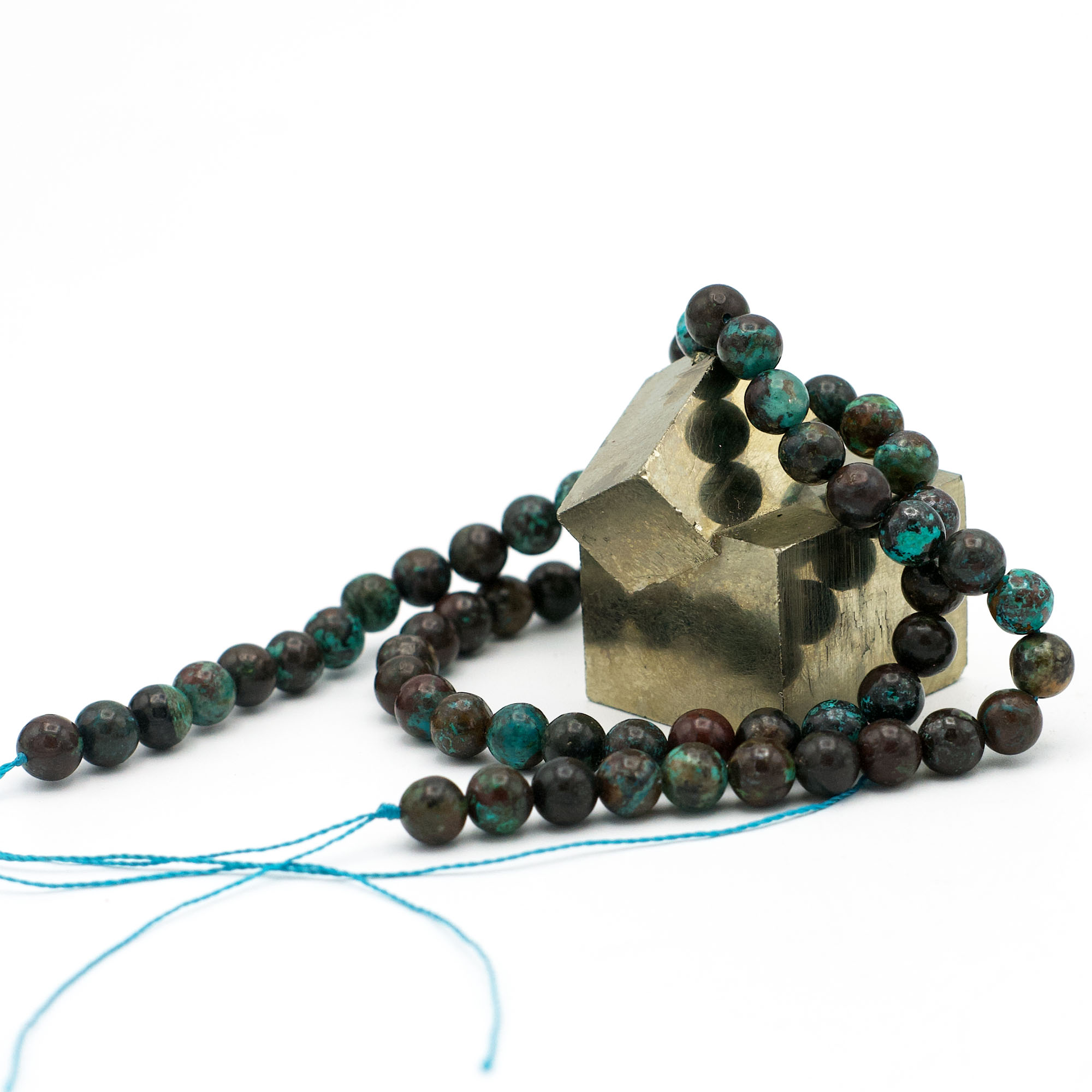 fil de 39 cm perles de Chrysocolle AA de Pérou ronde 6 mm, pierre naturelle