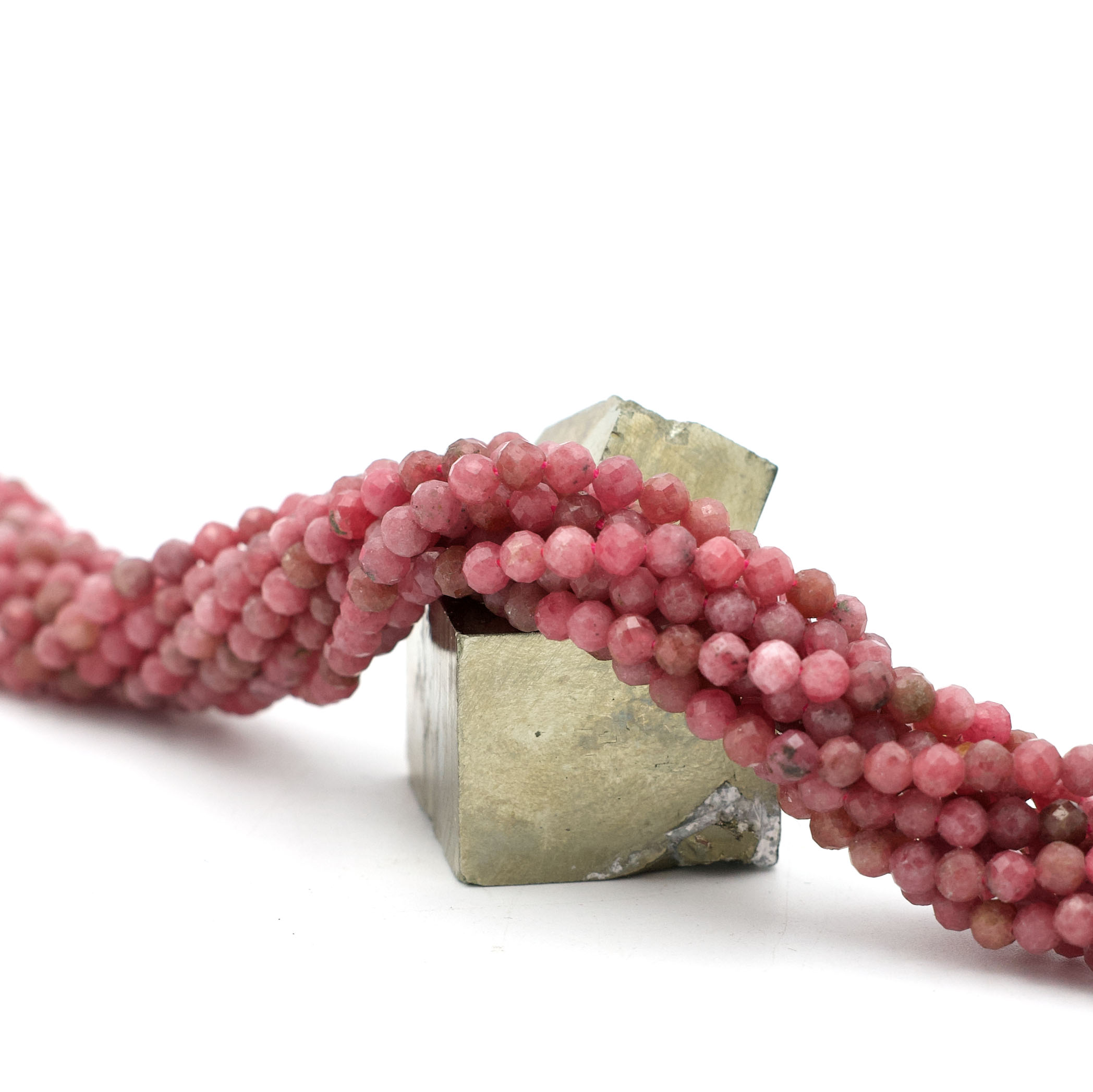 fil de 39 cm perles de Rhodochrosite ronde facetté 4 mm