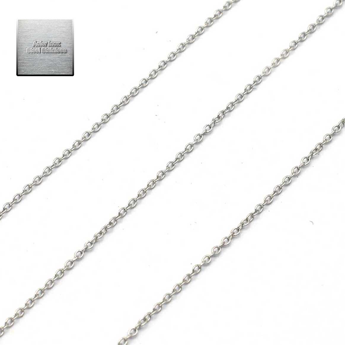 Acier inox : 1 m chaîne oval 0,8x0,3 mm, steel stainless 011