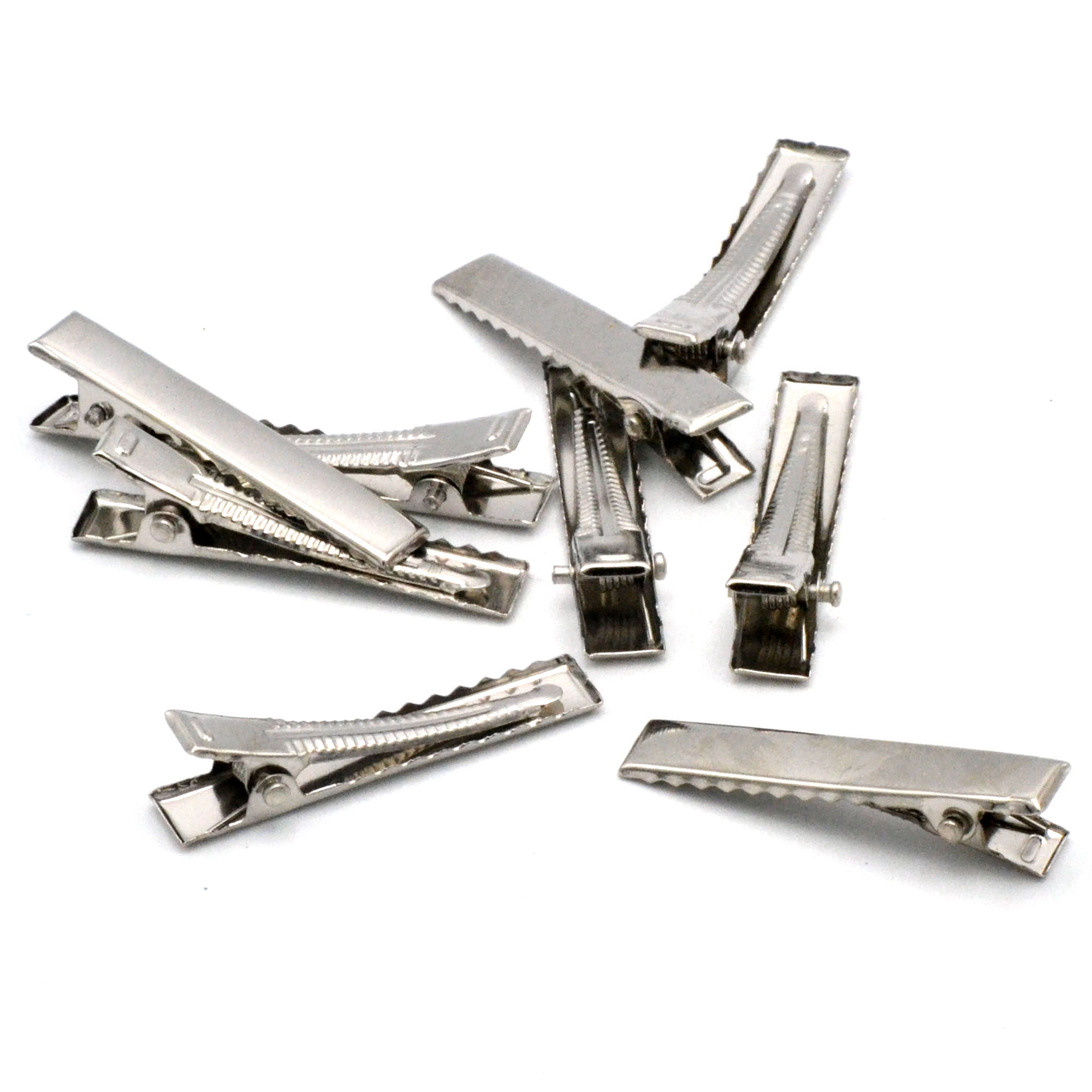 10 pinces/barrettes crocodile pour cheveux, argenté