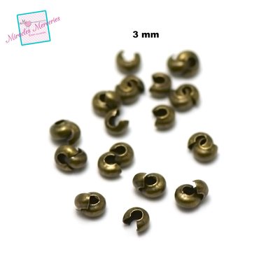 100 cache perle à écraser 3 mm,bronze