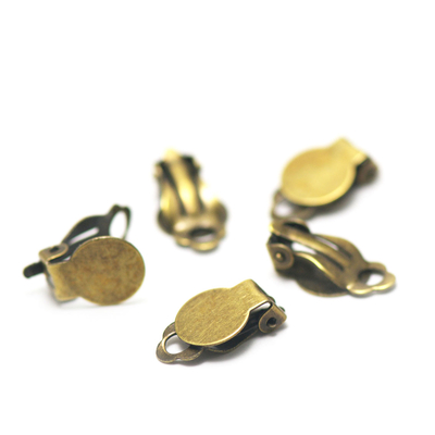 10 petits supports 10mm  pour boucles d'oreille à pince,bronze