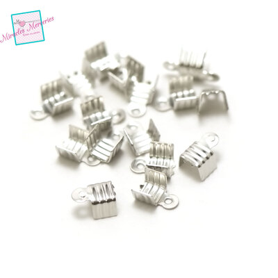 embout rectangle motif 7x4 mm argenté
