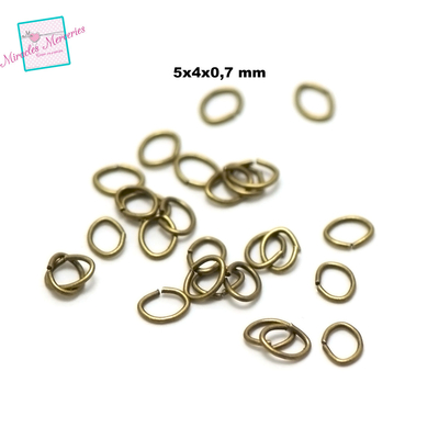 100 anneaux brisés oval 5x4 mm, bronze