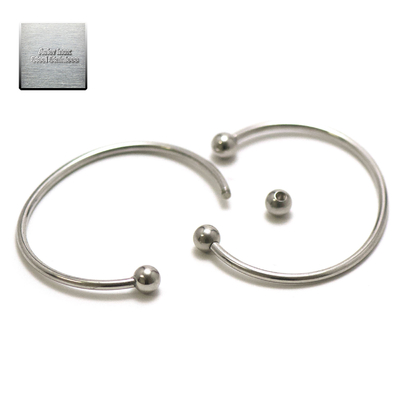 Acier inox: 1 support bracelet jonc "perle", steel stainless
