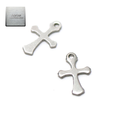 Acier inox: 20 breloques "005 croix" 14x9 mm, steel stainless