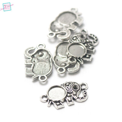 0014 rond 8 mm éléphant argenté