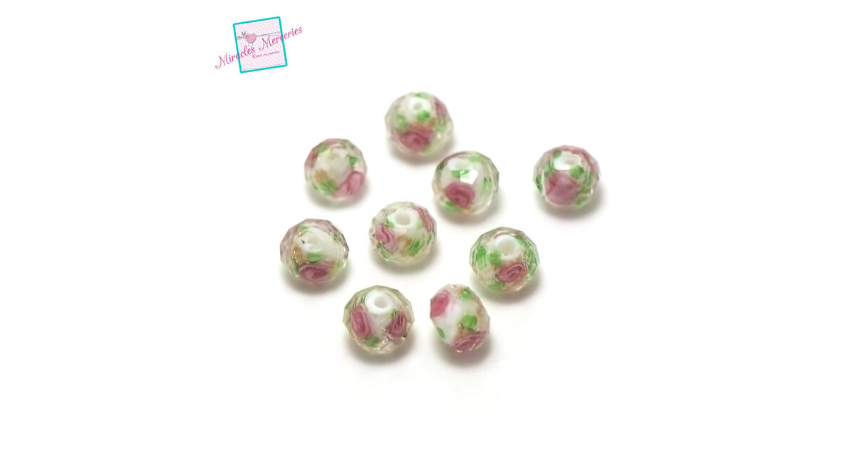 10 Perles Lampwork Murano 8mm - Trou 1.2mm, Artisanales, Neuf, Fabriqué En France