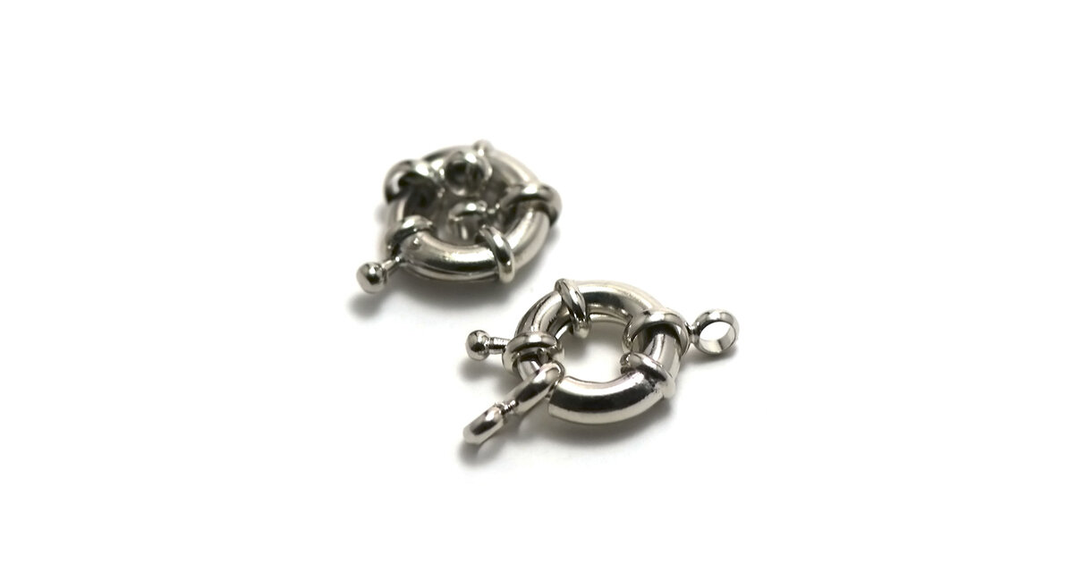 Lot De 4 Fermoirs Bouée En Métal Argenté Diamètre 14mm - Réf. 4558550023889 - Neuf