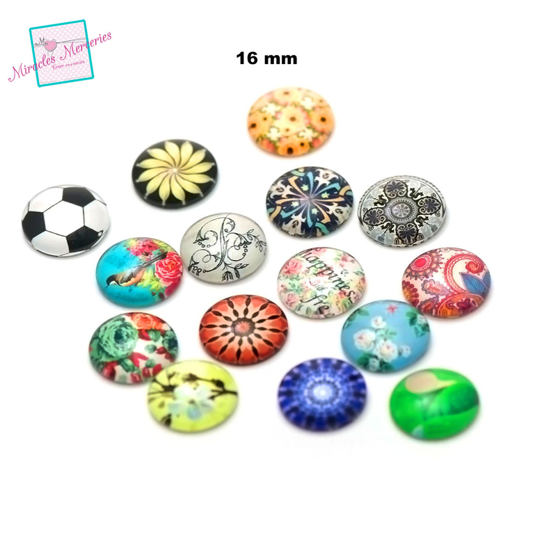 Pandahall 12mm Cabochon En Verre Imprimé Dôme Carreaux Motif